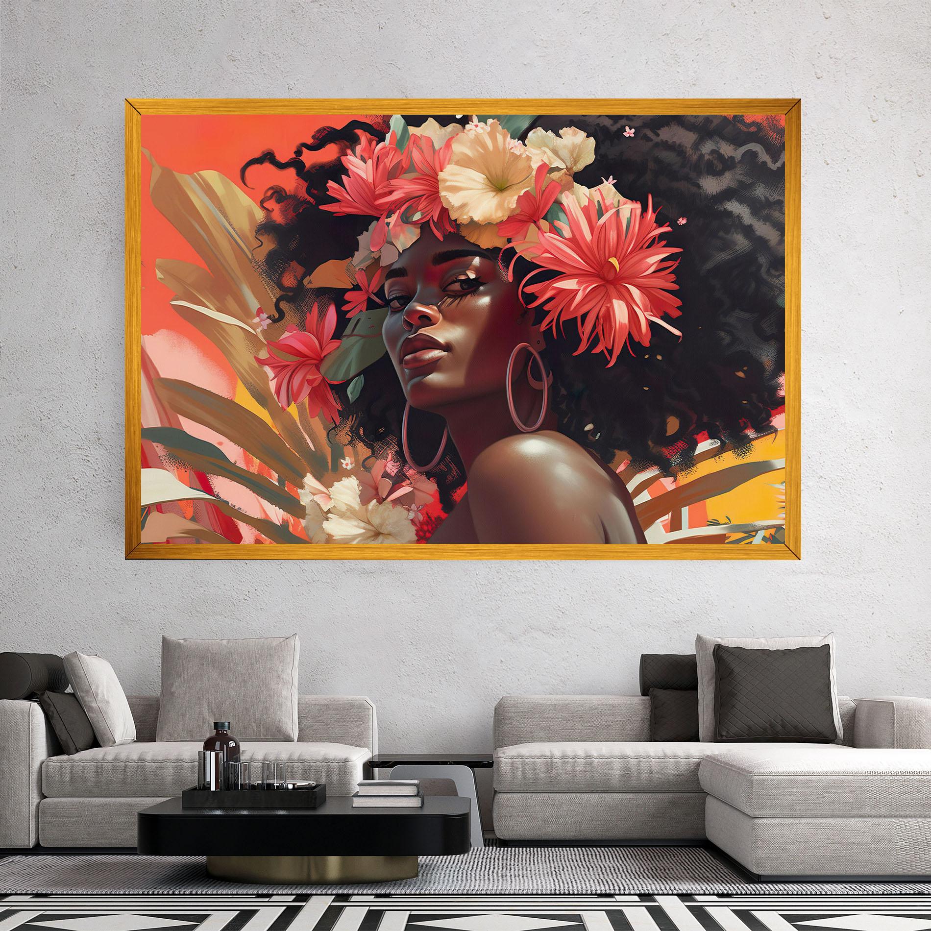 Картина на платно African Flower Woman mockup 2
