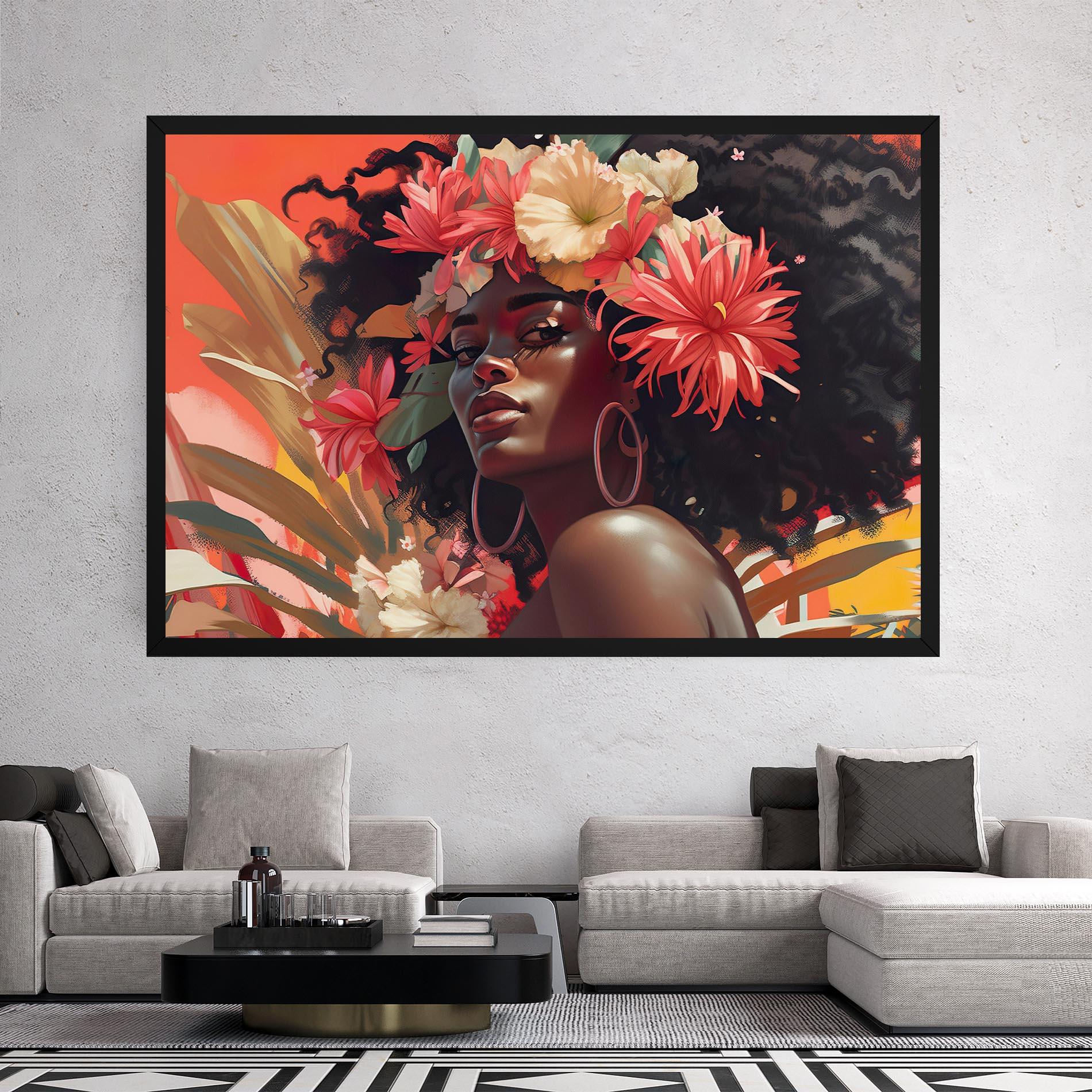 Картина на платно African Flower Woman mockup 2