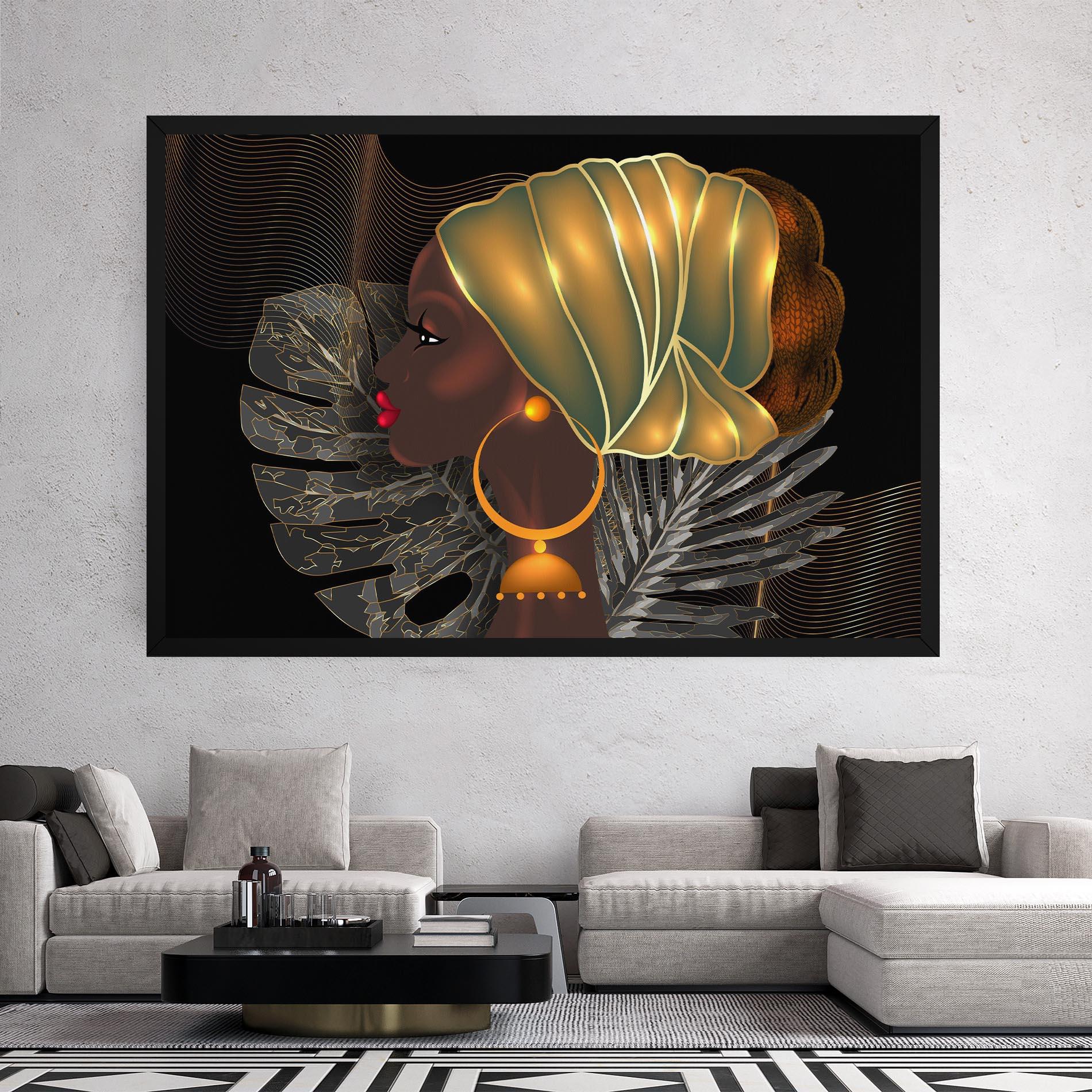 Картина на платно African Gold Leaf mockup 2