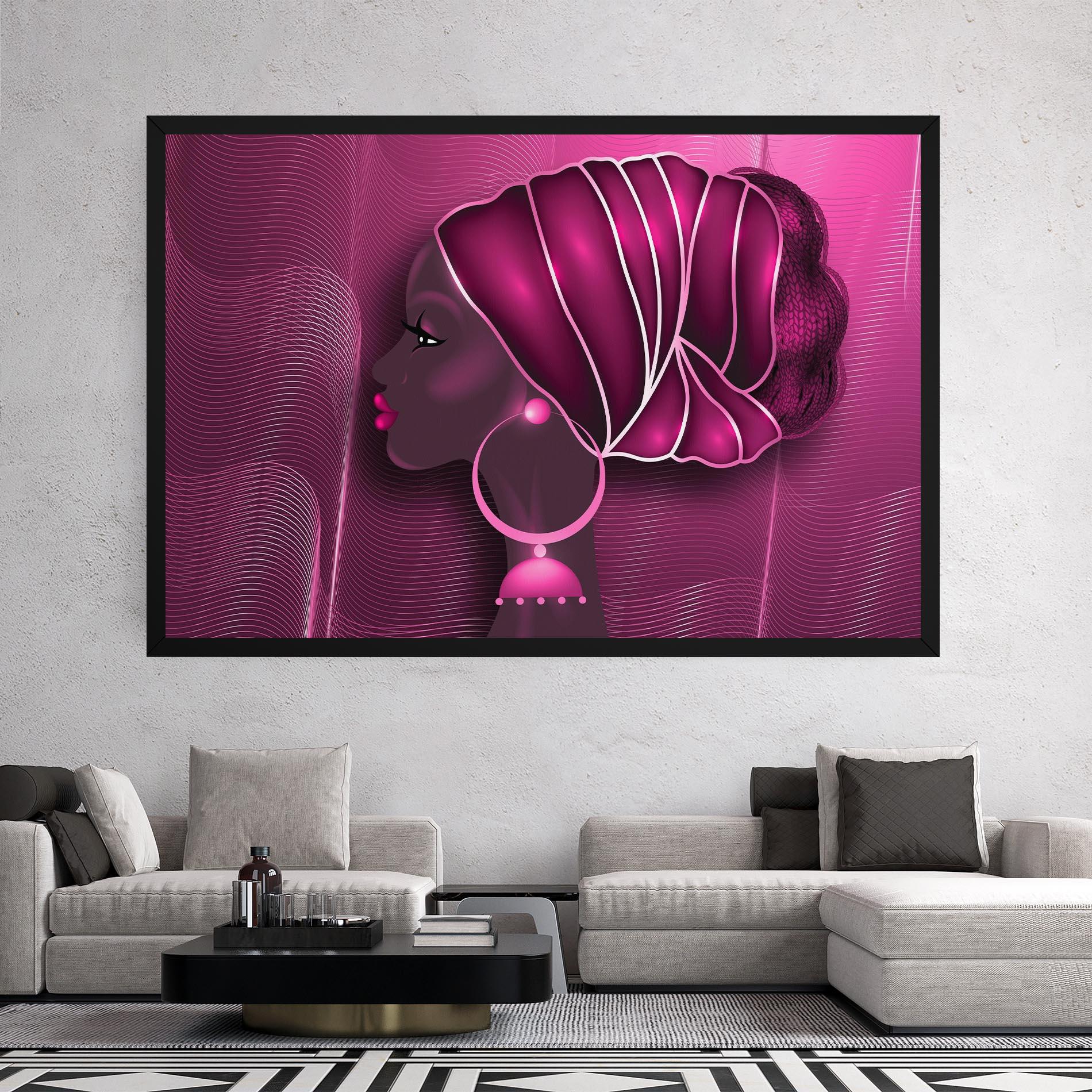 Картина на платно African Pink Woman mockup 2