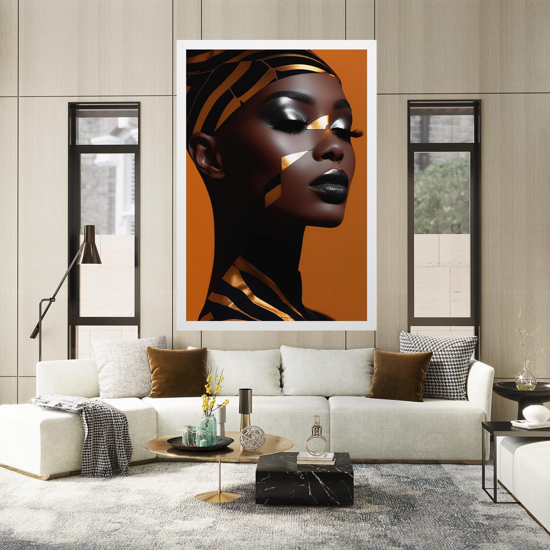 Картина на платно African Woman On Orange mockup 2