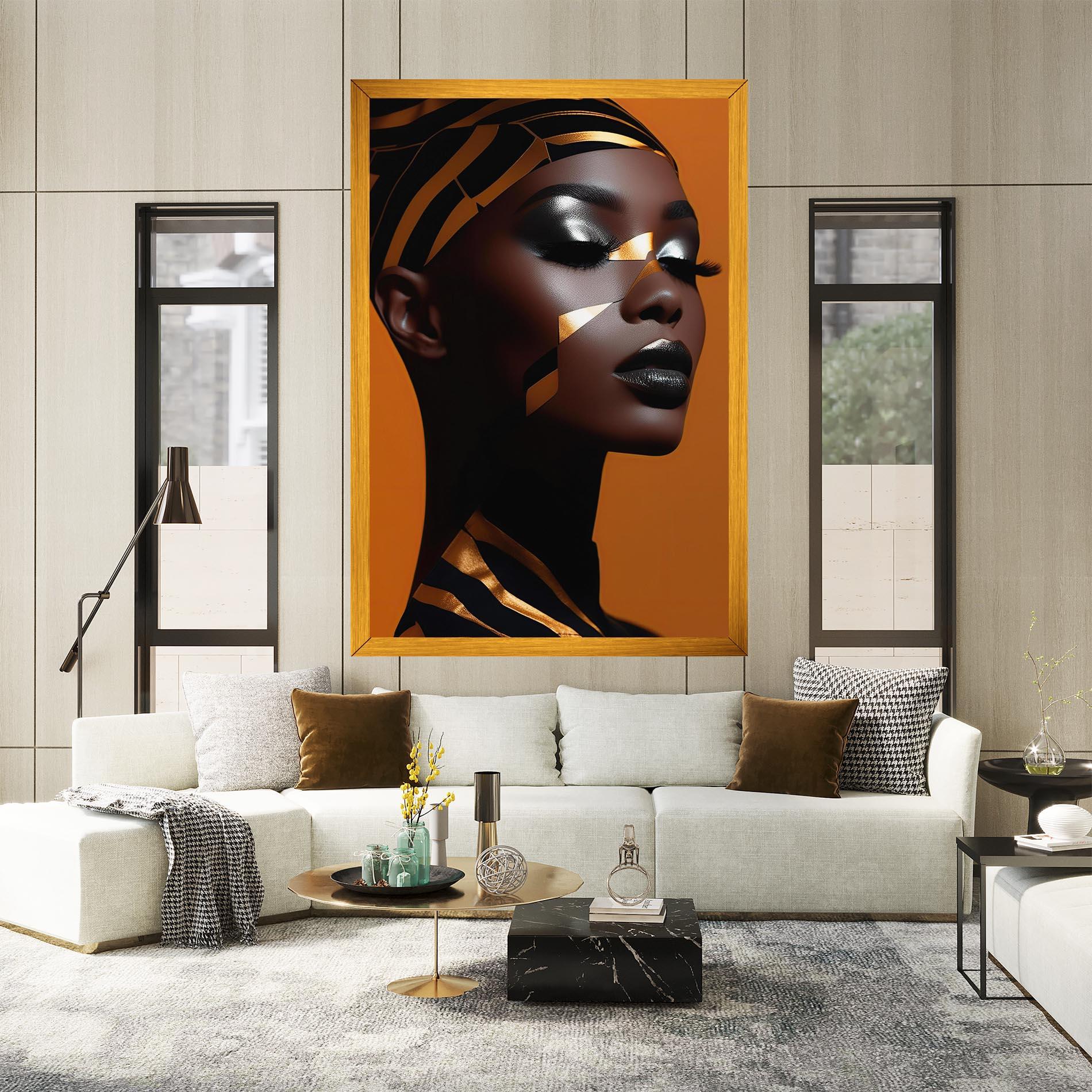 Картина на платно African Woman On Orange mockup 2