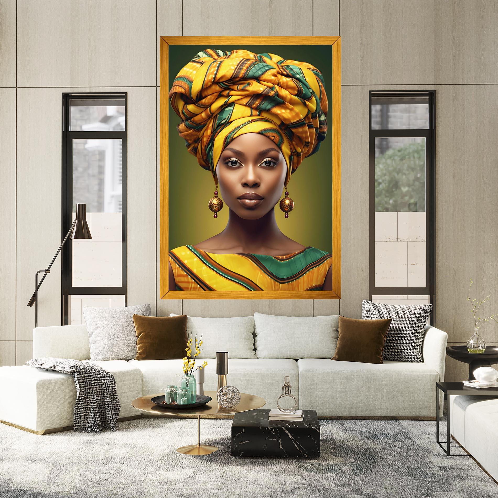 Картина на платно Yellow Scarf Woman mockup 2