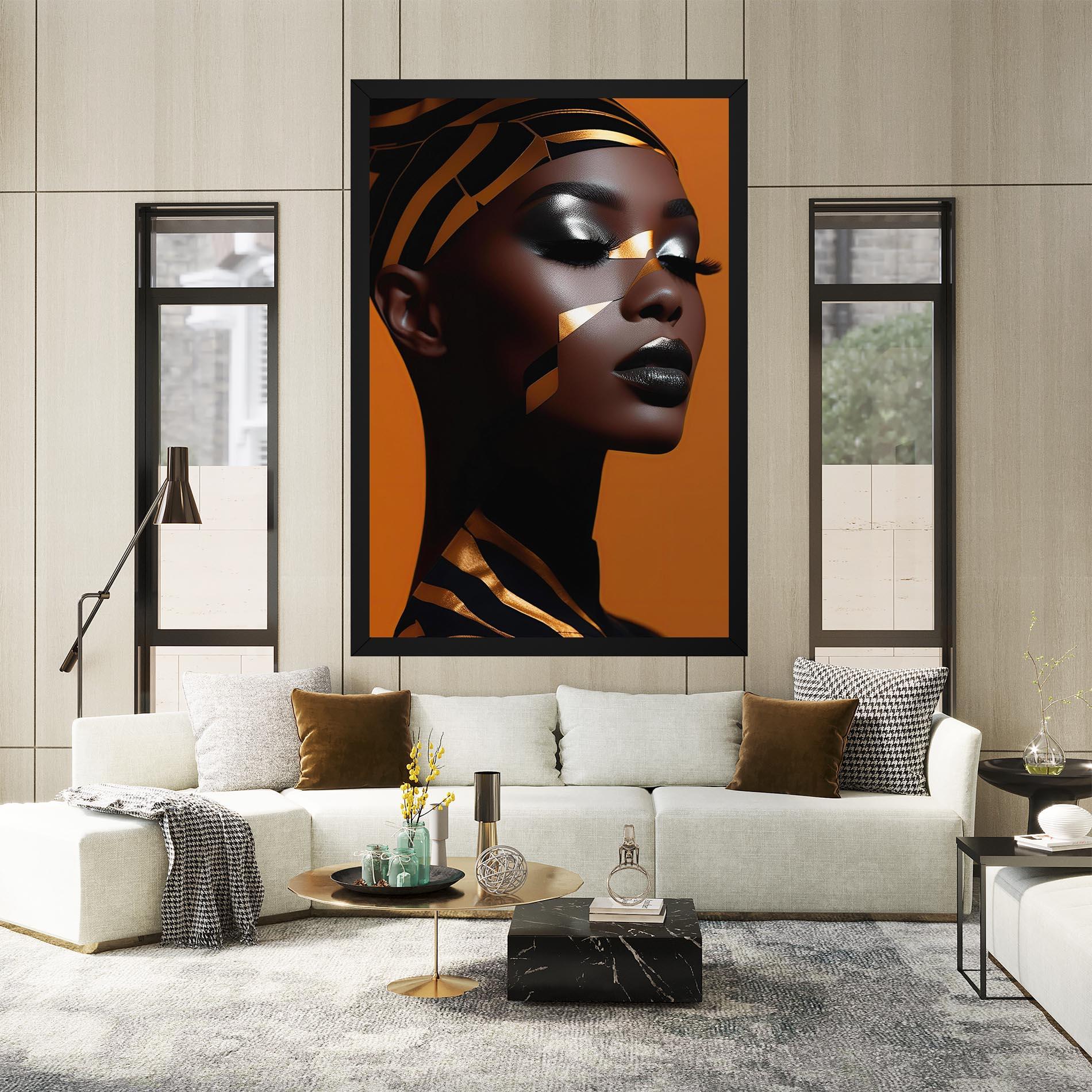 Картина на платно African Woman On Orange mockup 2