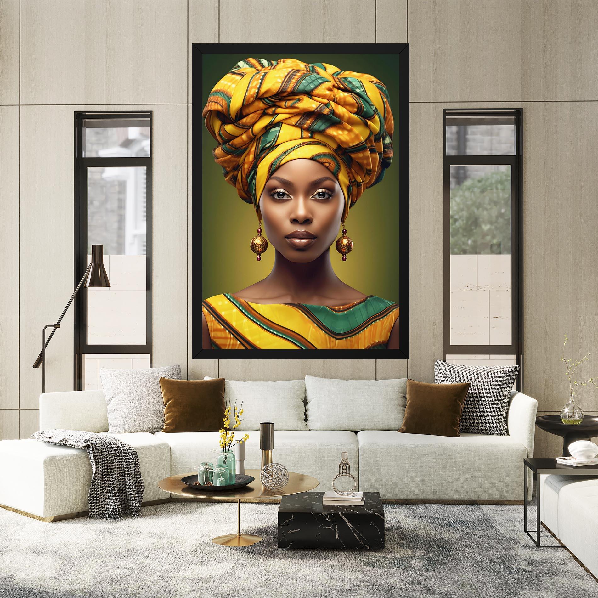 Картина на платно Yellow Scarf Woman mockup 2