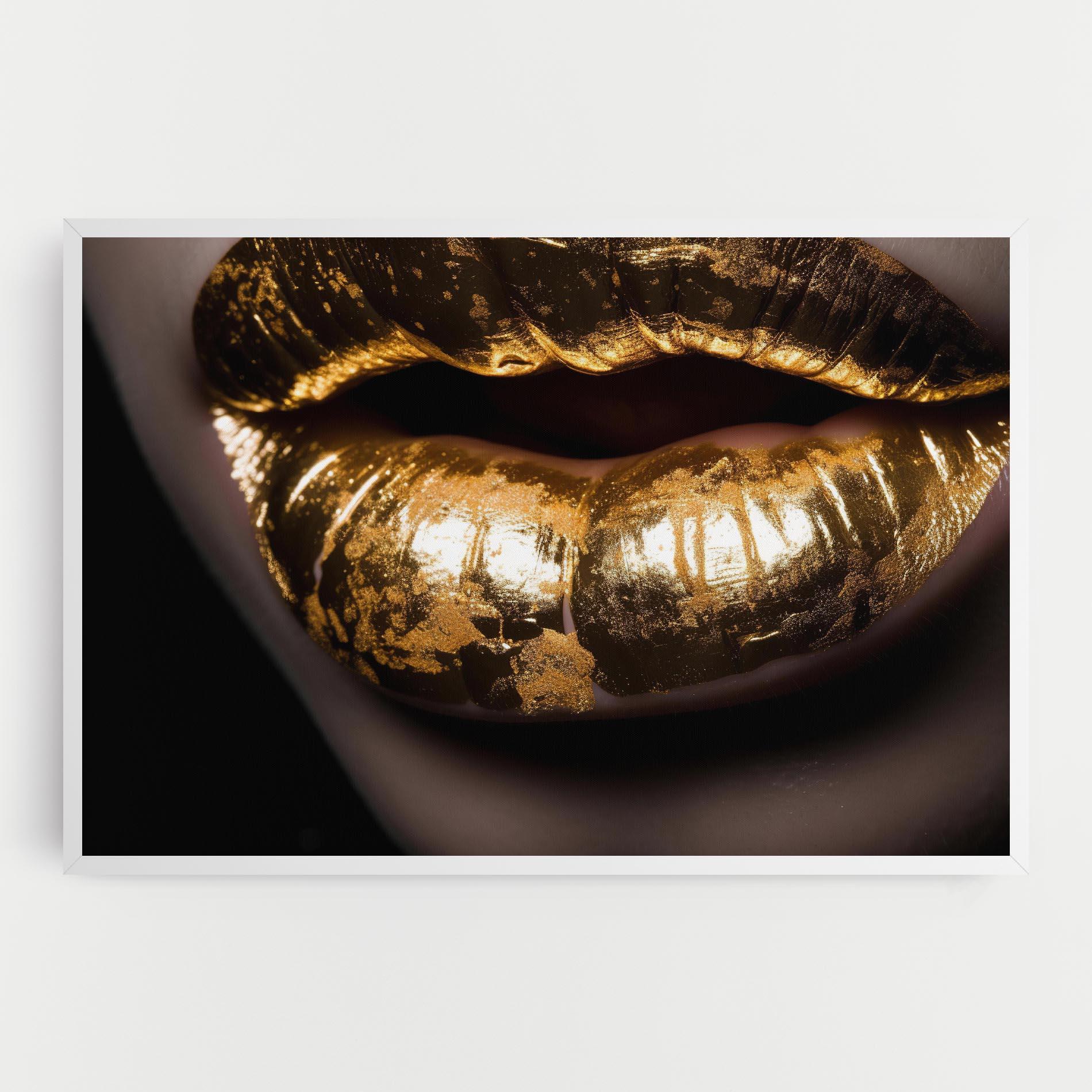 Картина на платно Big Gold Lips mockup 0
