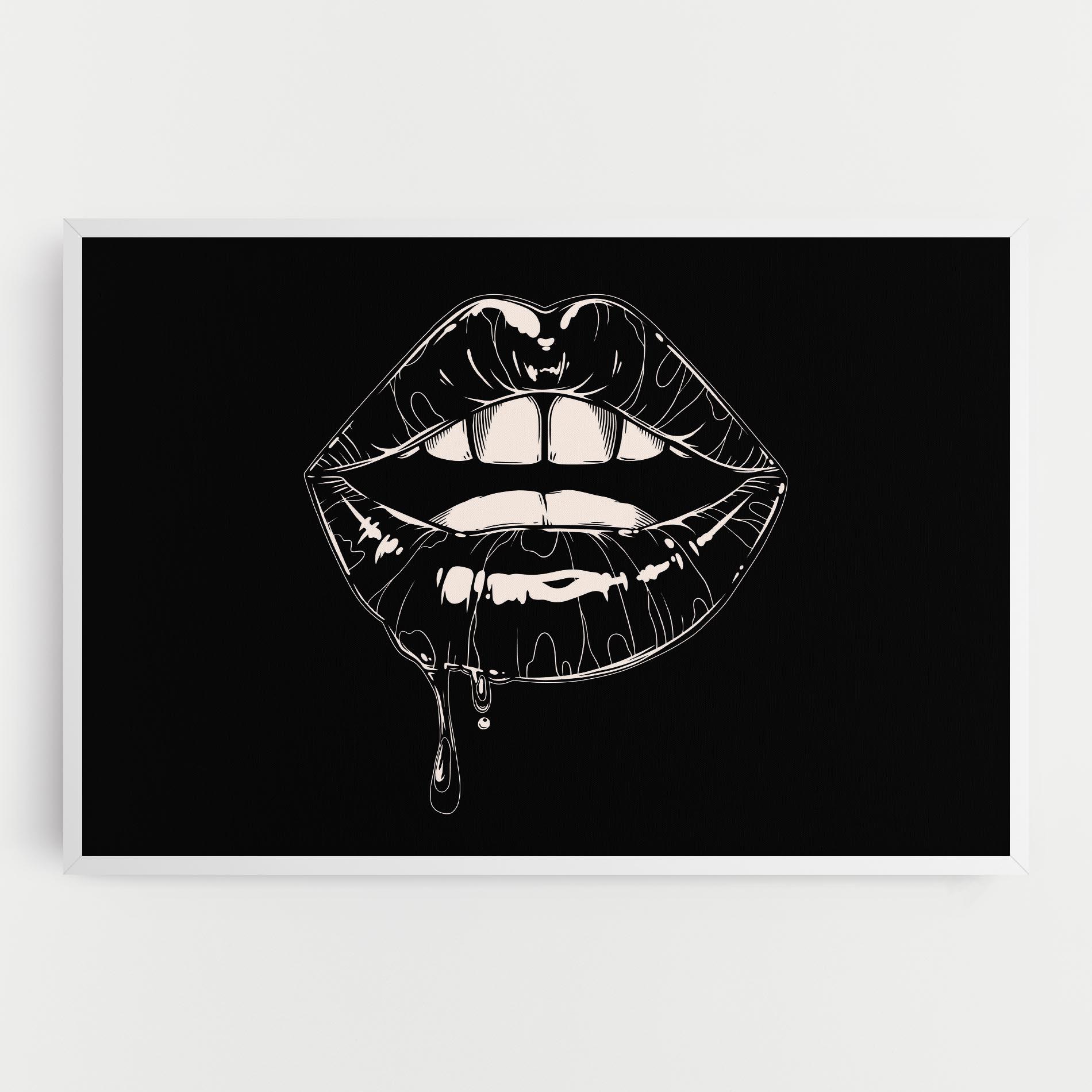 Картина на платно Open Lips On Black mockup 0