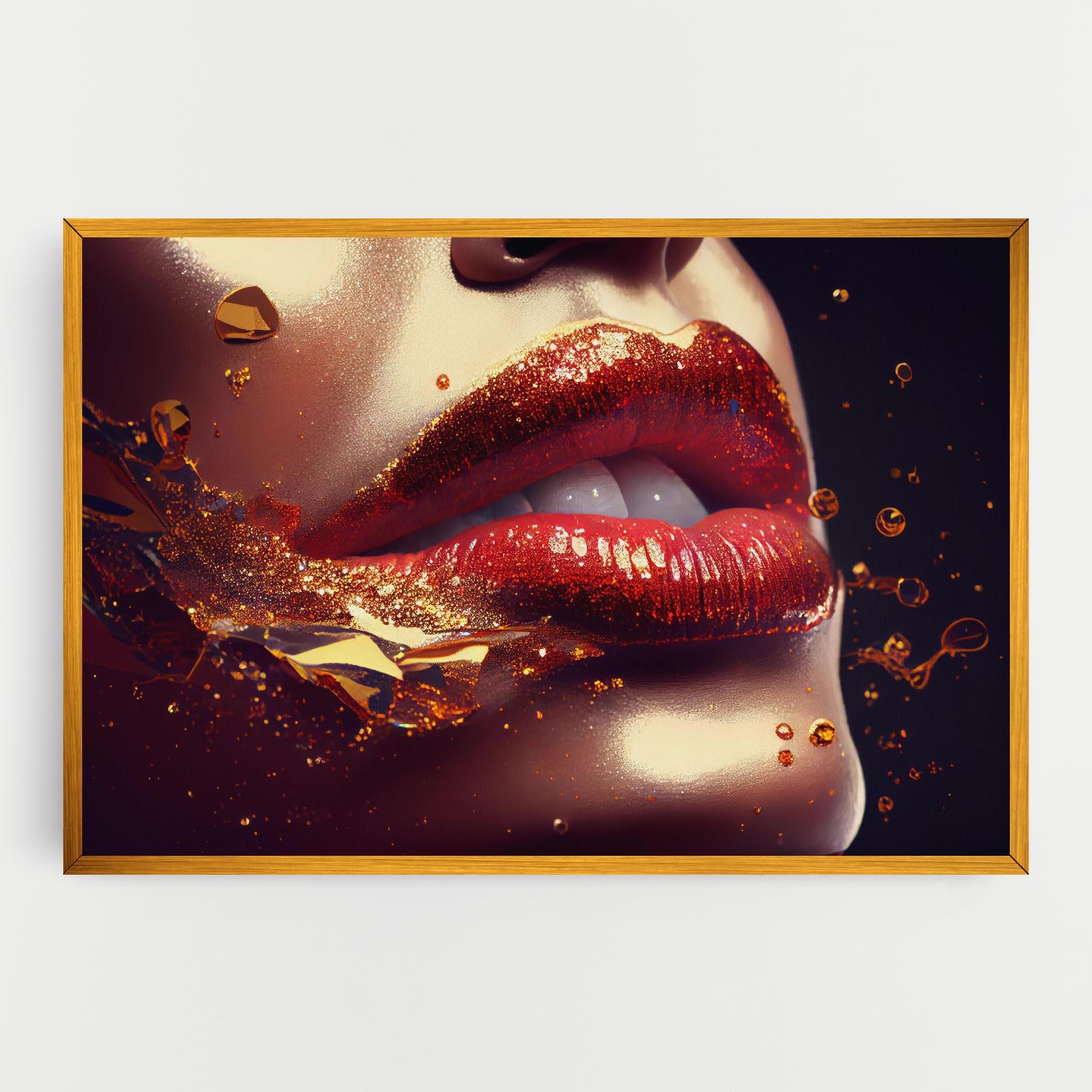 Картина на платно Gold Glitter Lips mockup 0