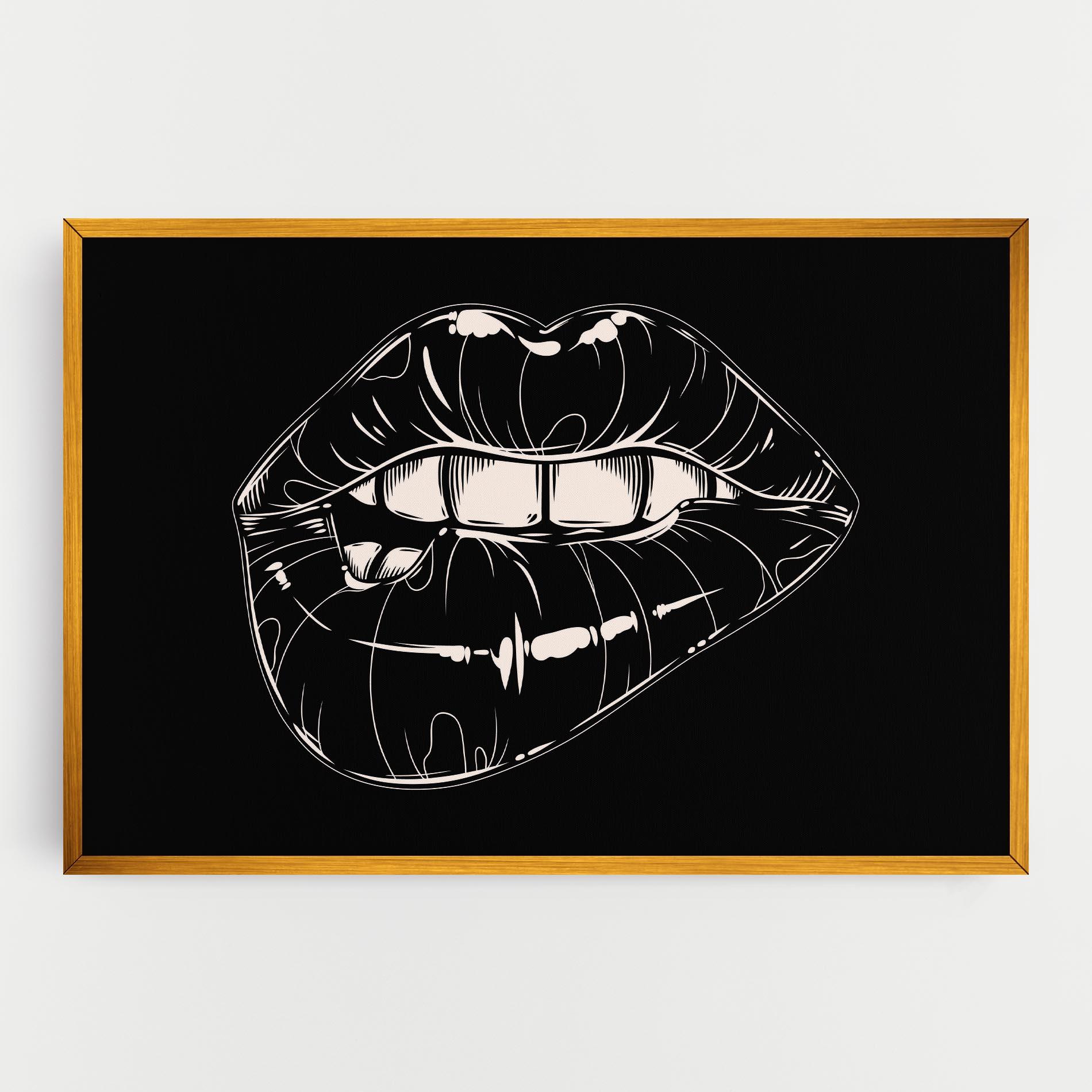 Картина на платно Juicy Lips On Black mockup 0