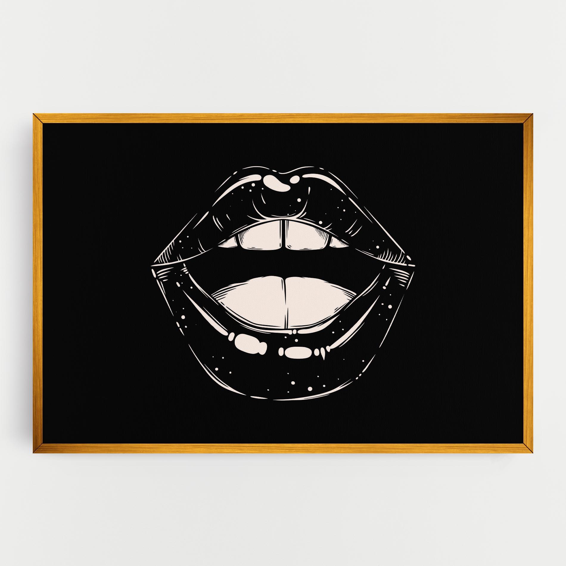 Картина на платно Lips On Black mockup 0