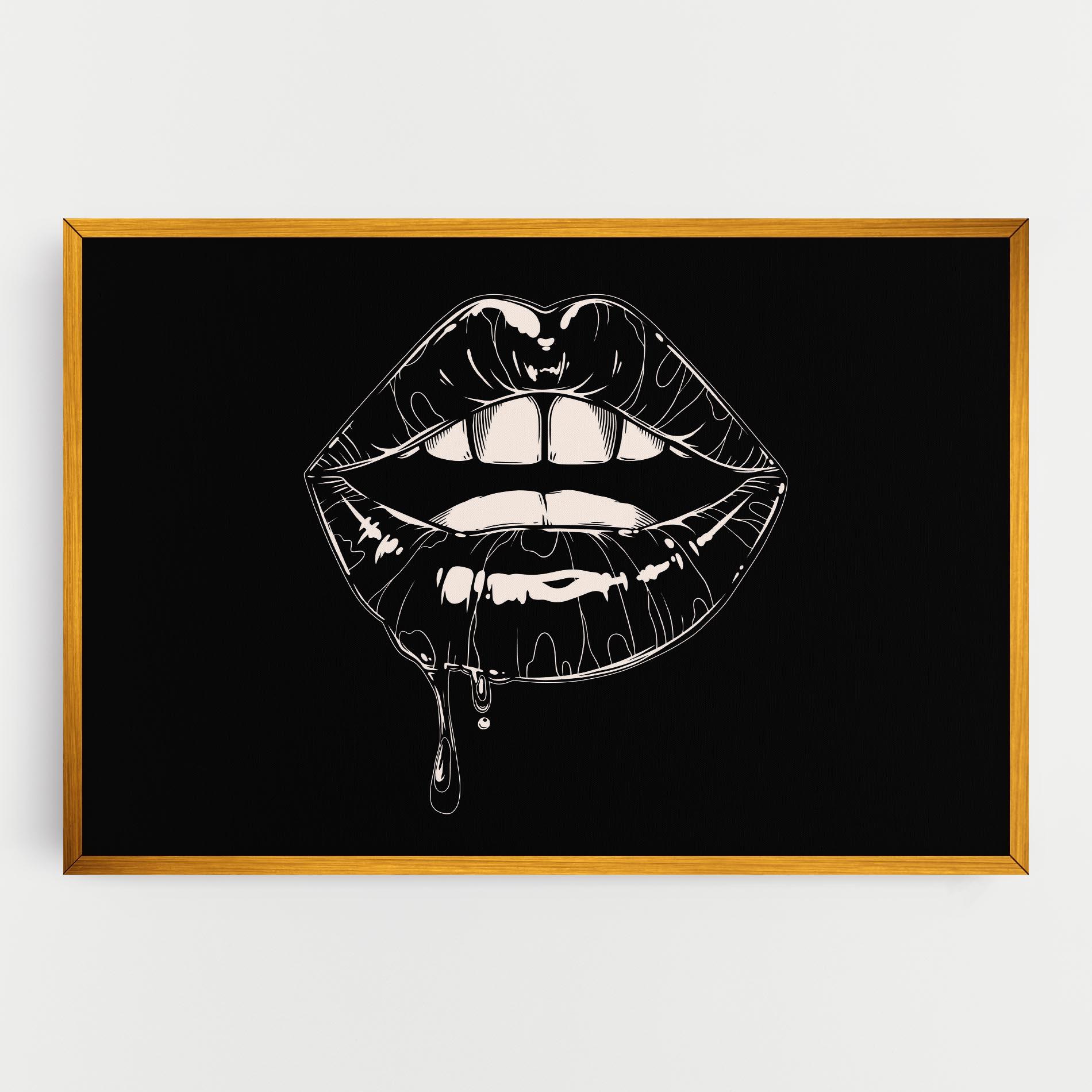 Картина на платно Open Lips On Black mockup 0