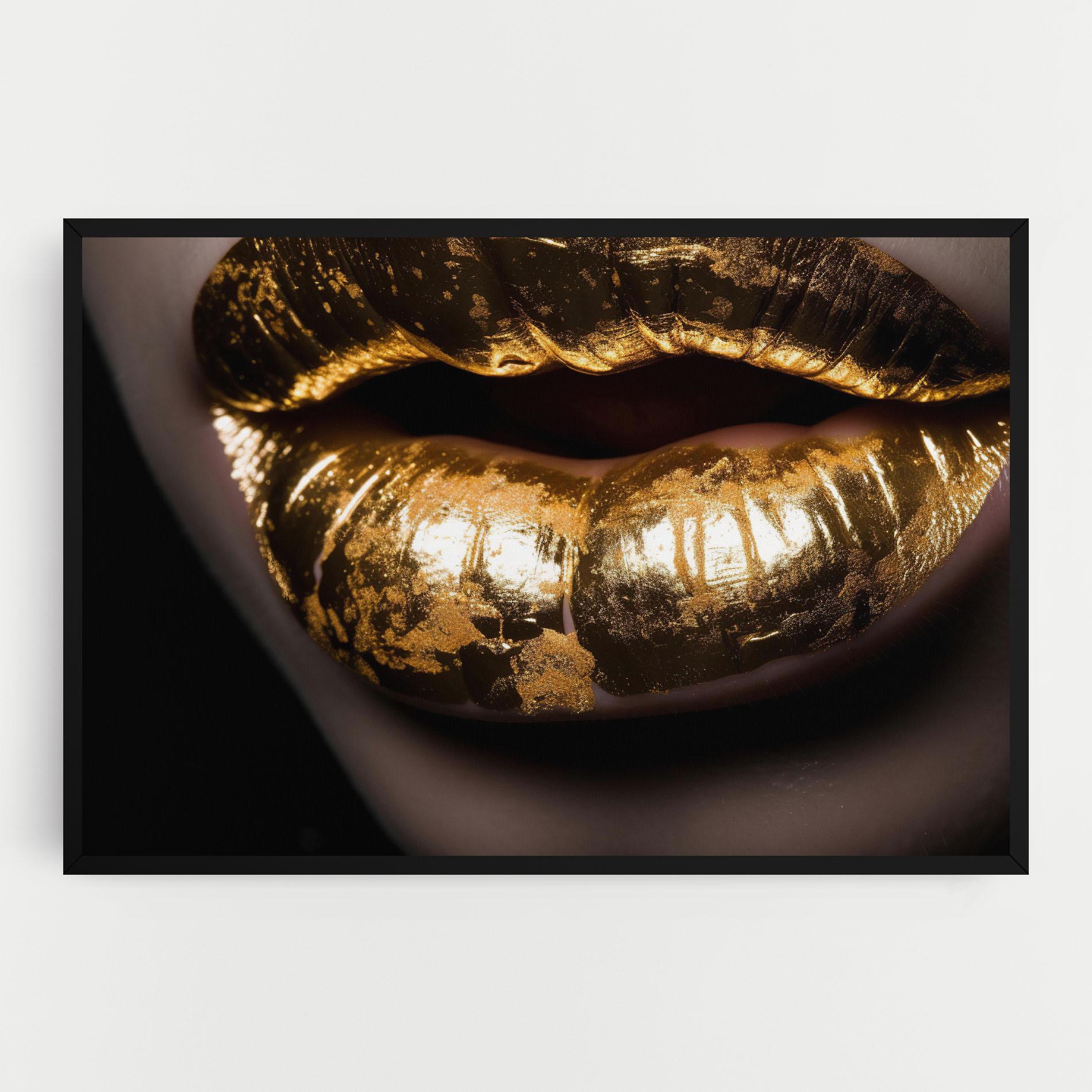 Картина на платно Big Gold Lips mockup 0