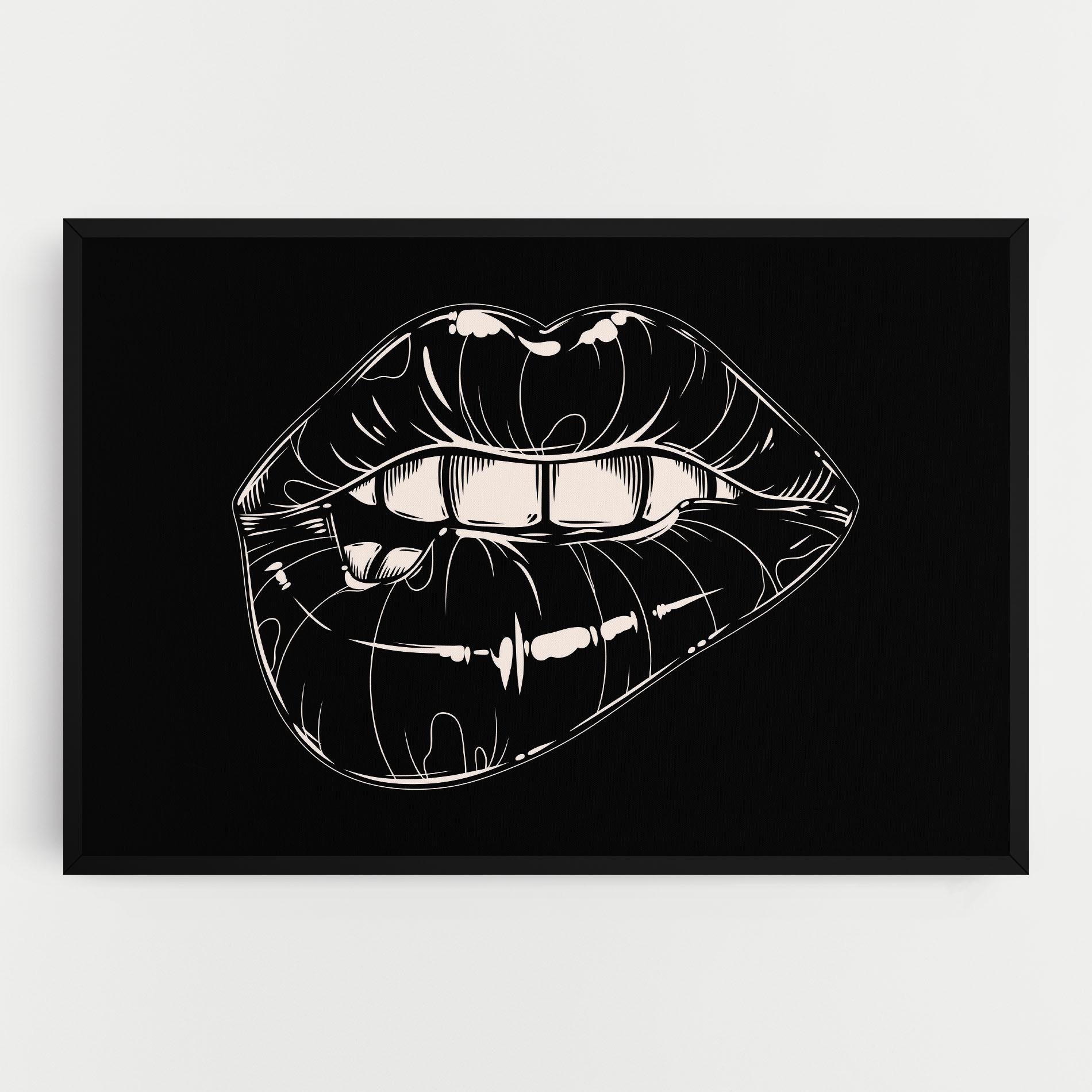 Картина на платно Juicy Lips On Black mockup 0