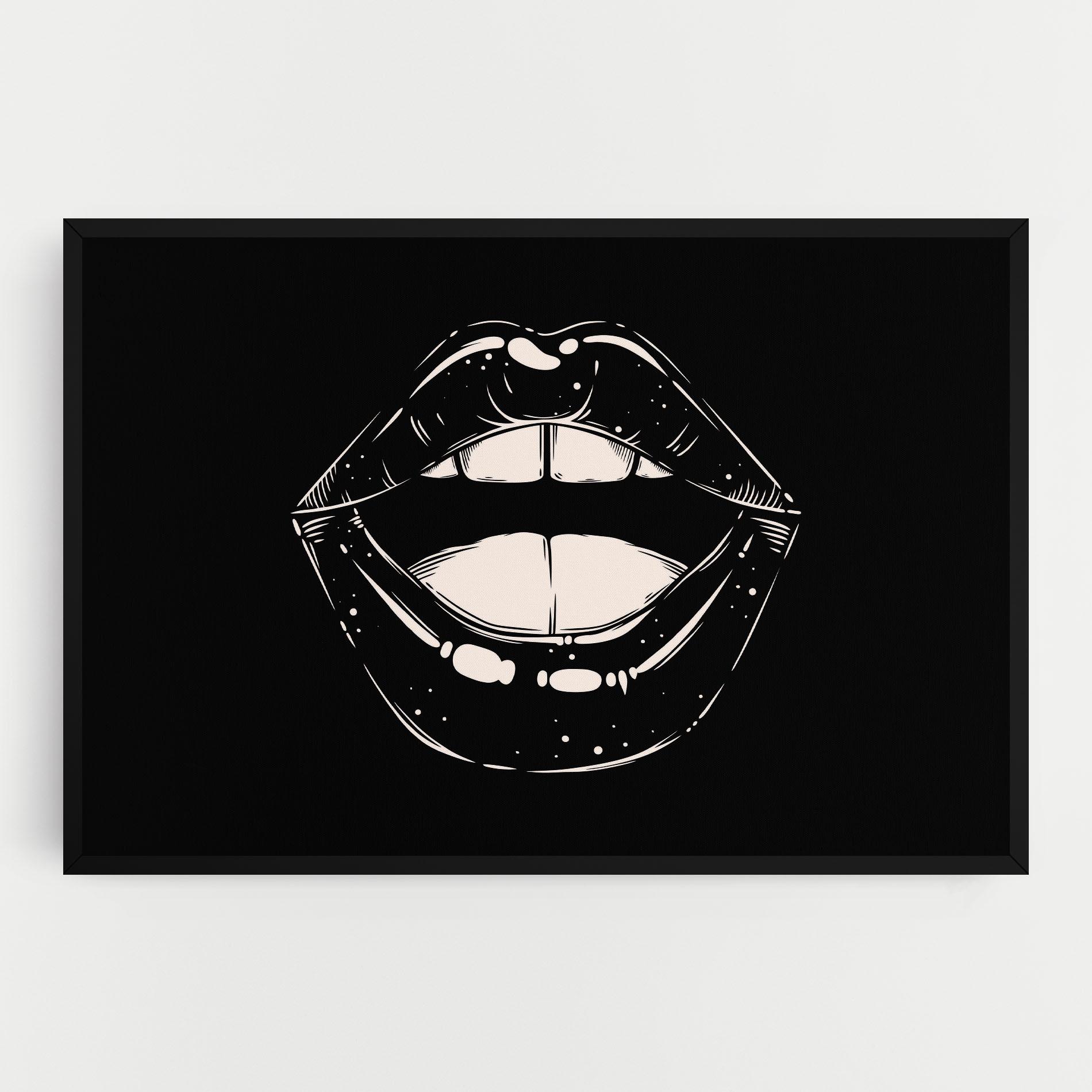 Картина на платно Lips On Black mockup 0