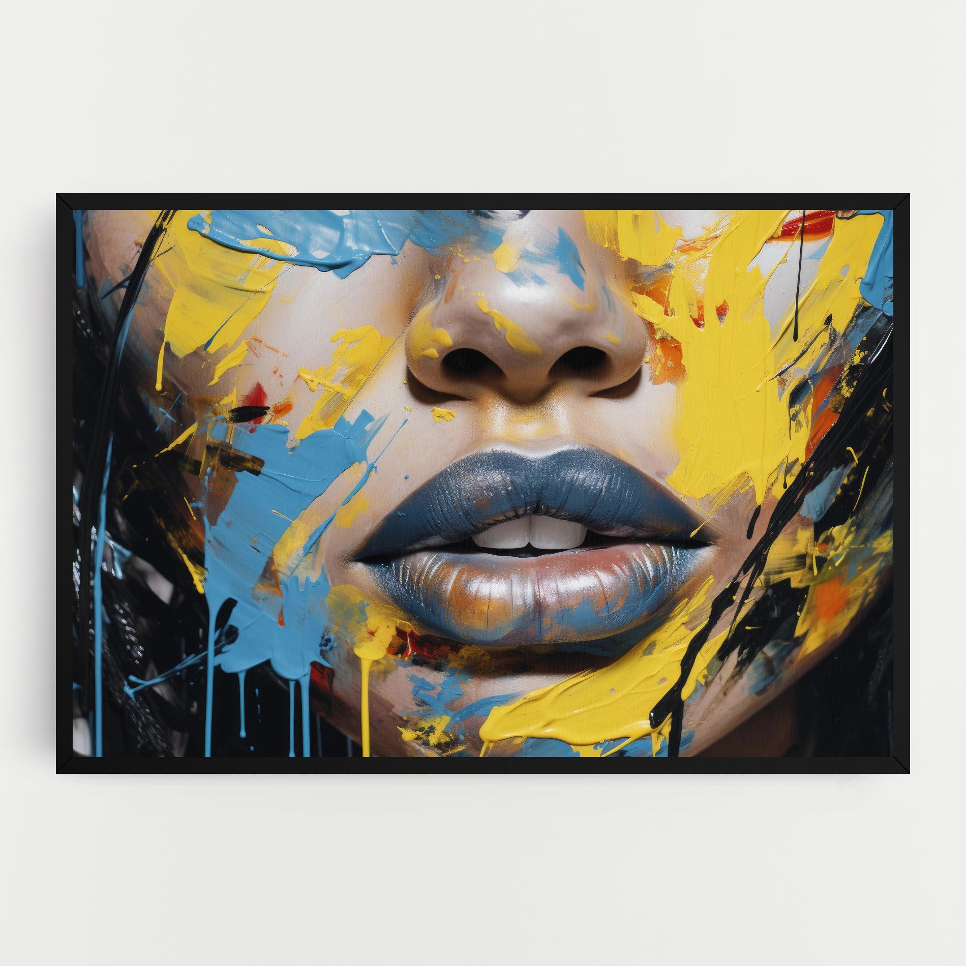 Yellow Blue Lips Art mockup 0