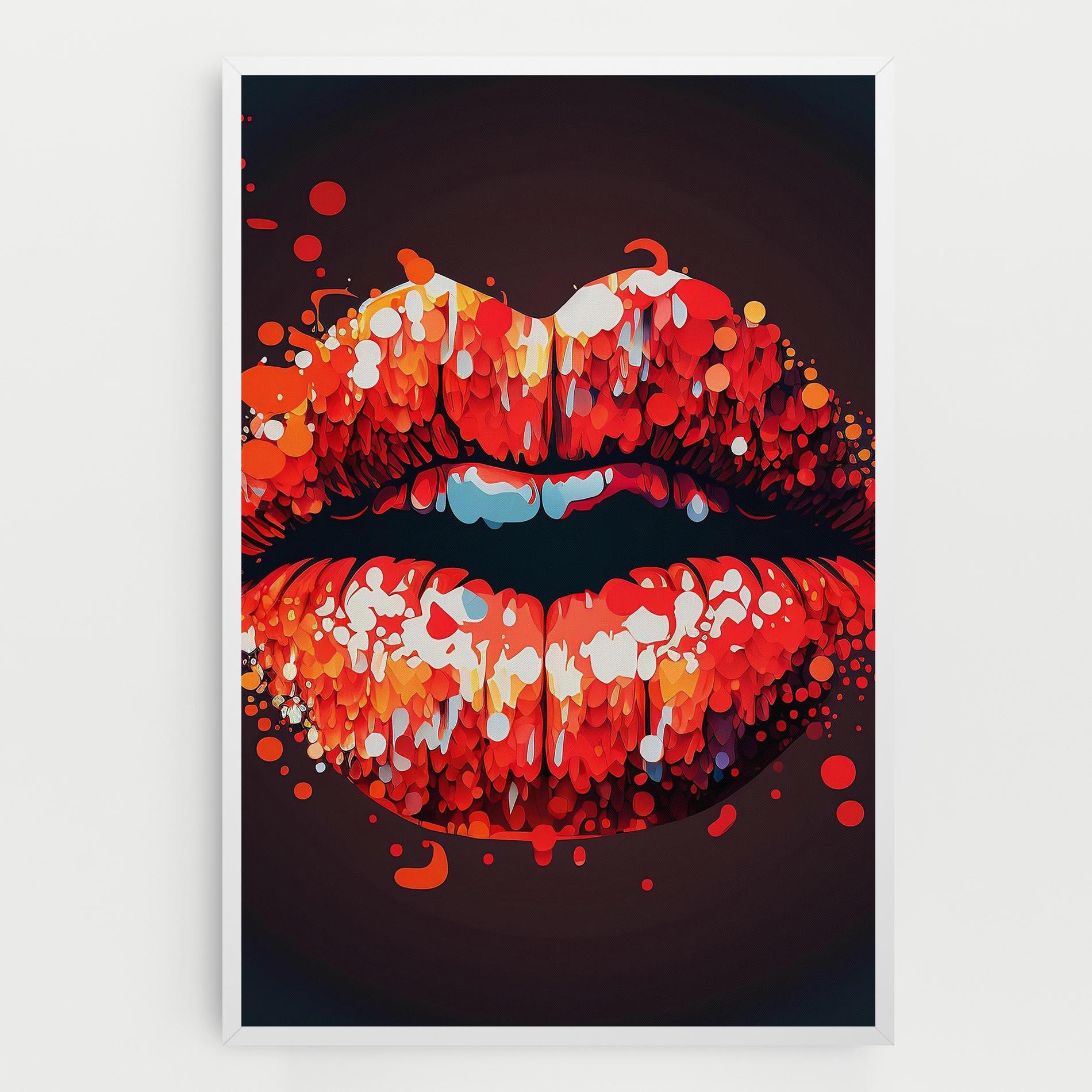 Картина на платно Red Lips With Word Lips It mockup 0