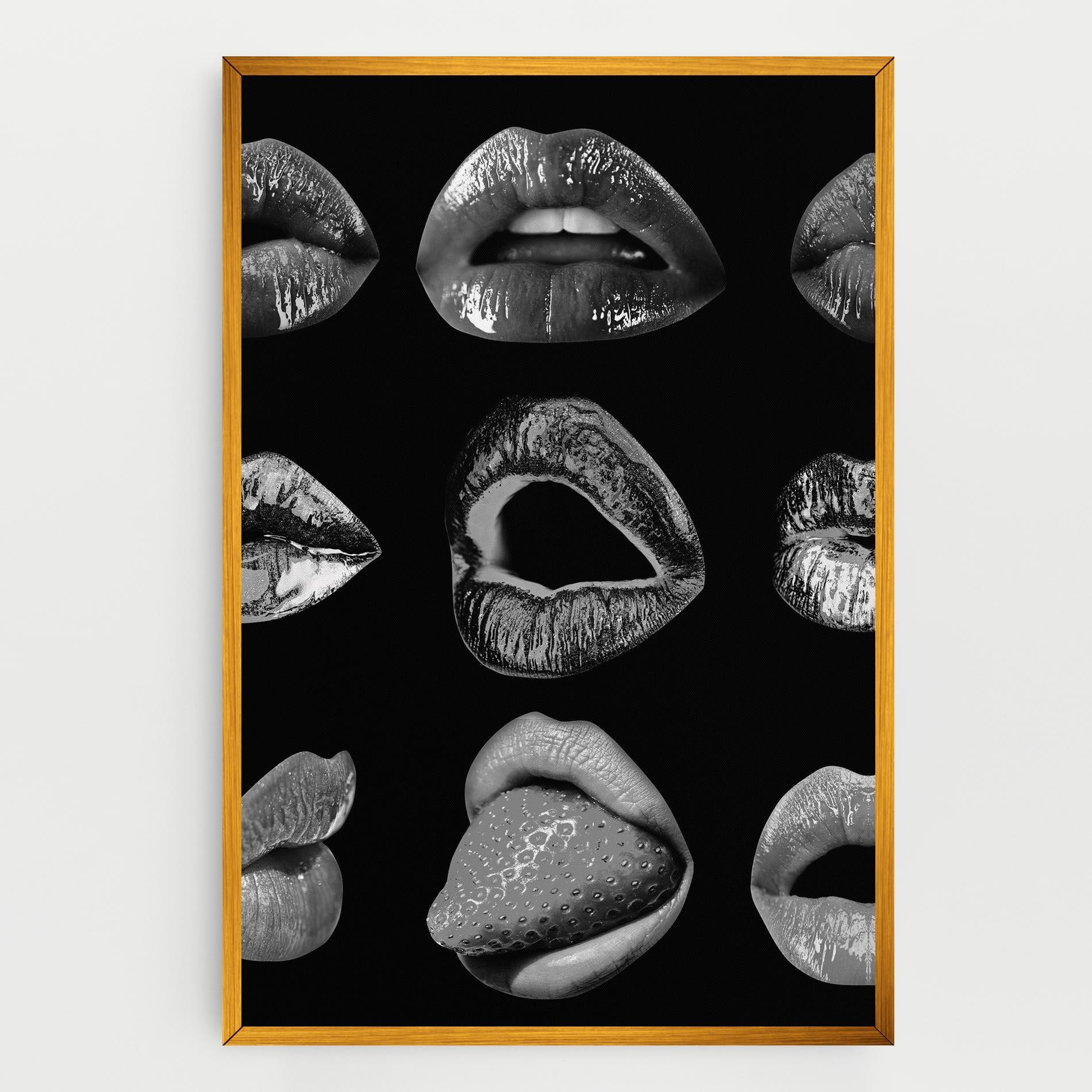 Картина на платно Grey Lips Collage mockup 0