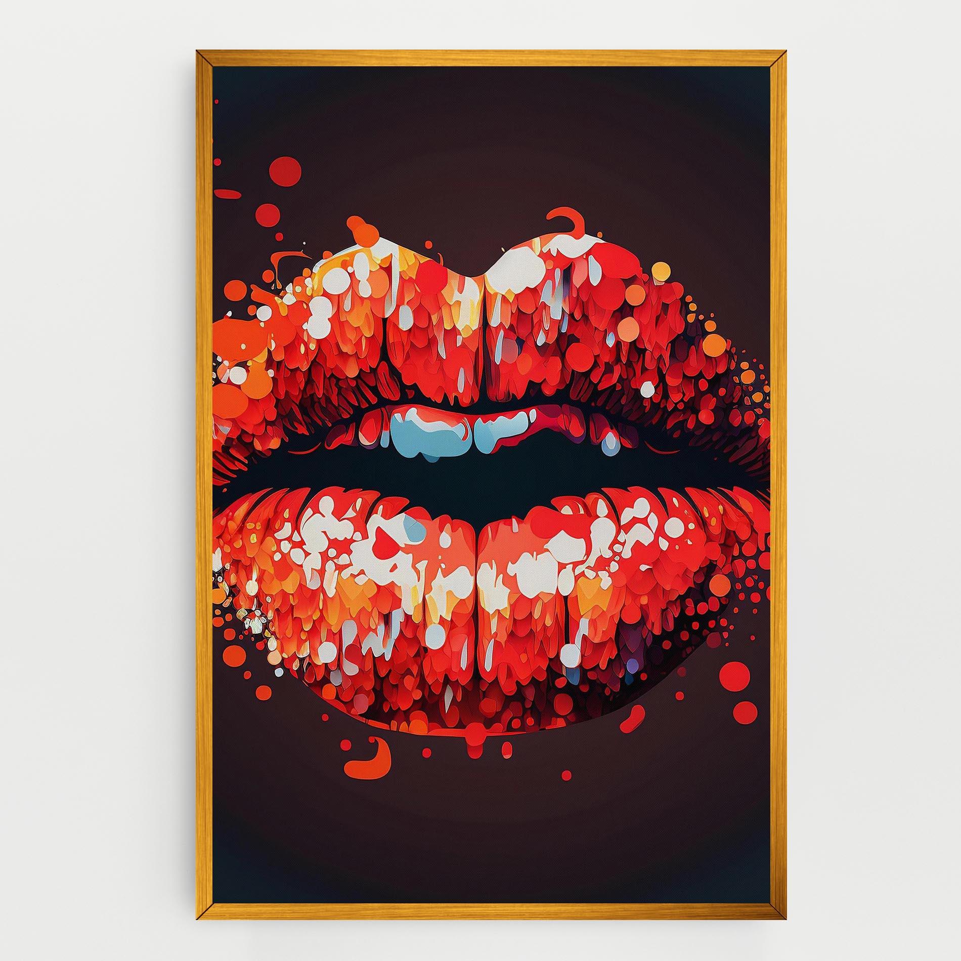 Картина на платно Red Lips With Word Lips It mockup 0