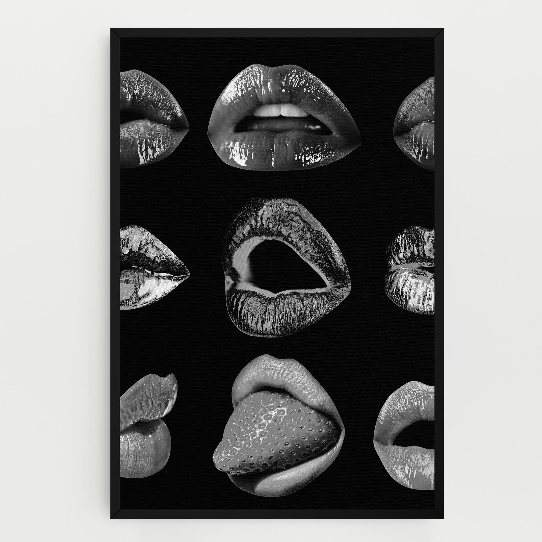 Картина на платно Grey Lips Collage mockup 0