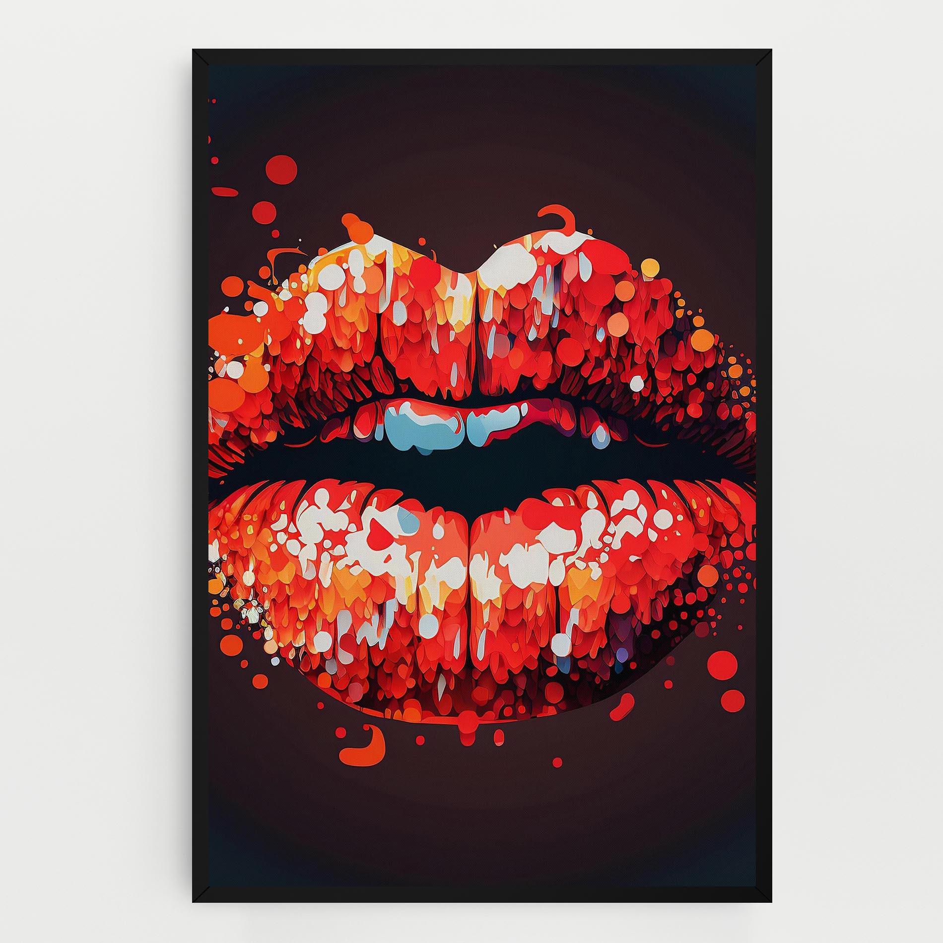 Картина на платно Red Lips With Word Lips It mockup 0