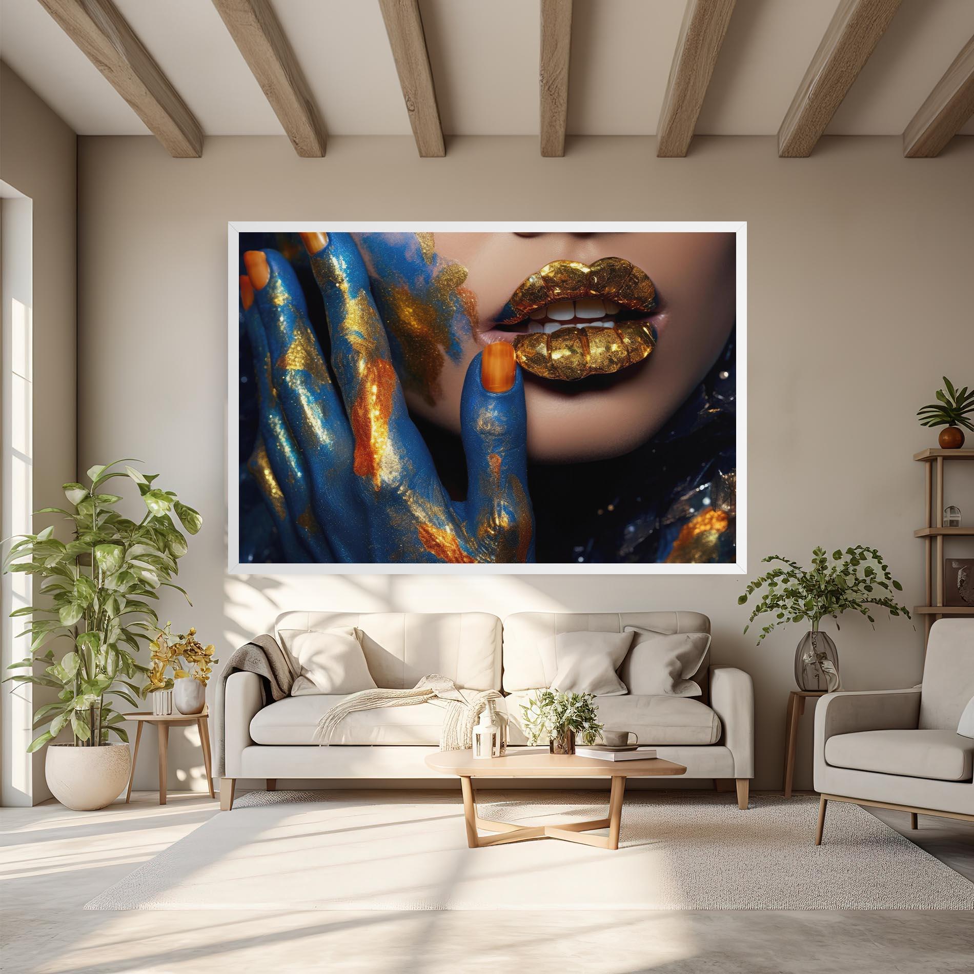 Картина на платно Blue Hand Lips mockup 6