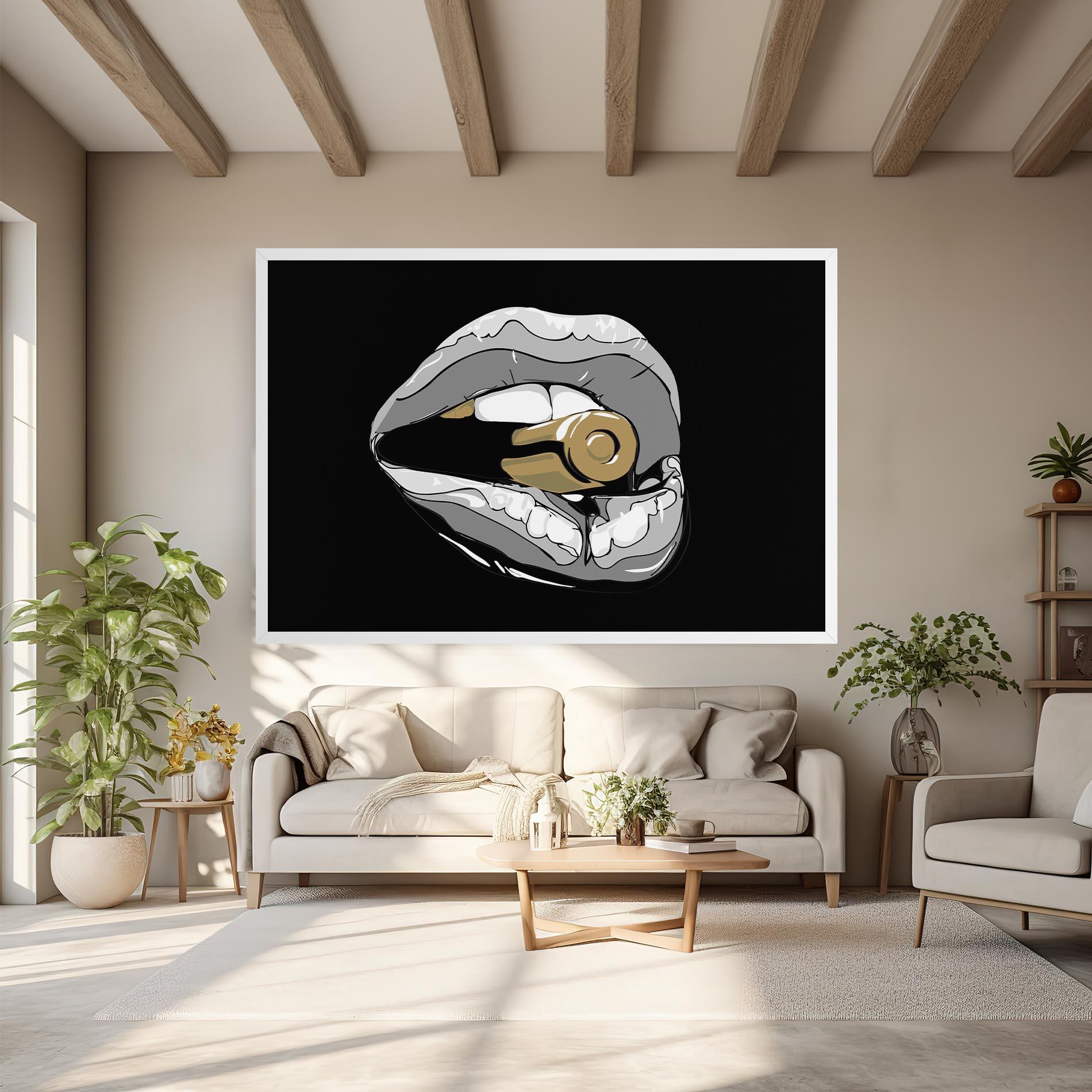 Картина на платно Grey Bullet Lips mockup 6