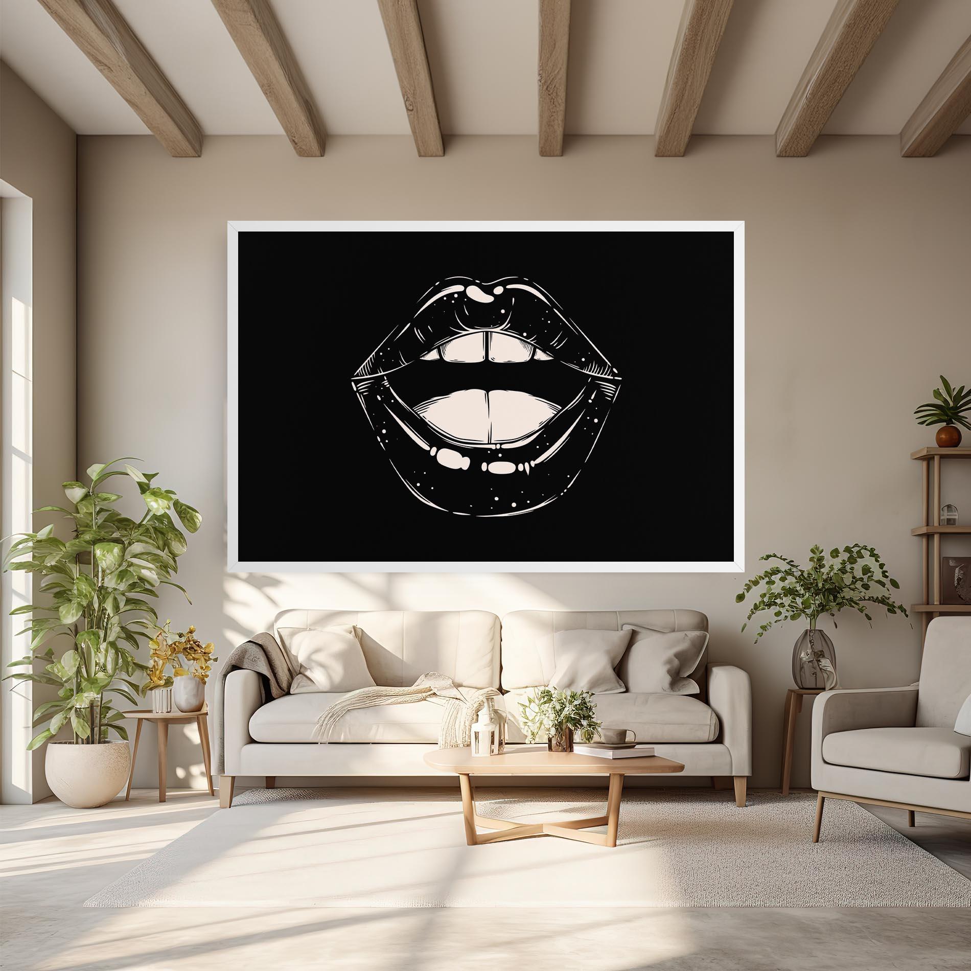 Картина на платно Lips On Black mockup 6