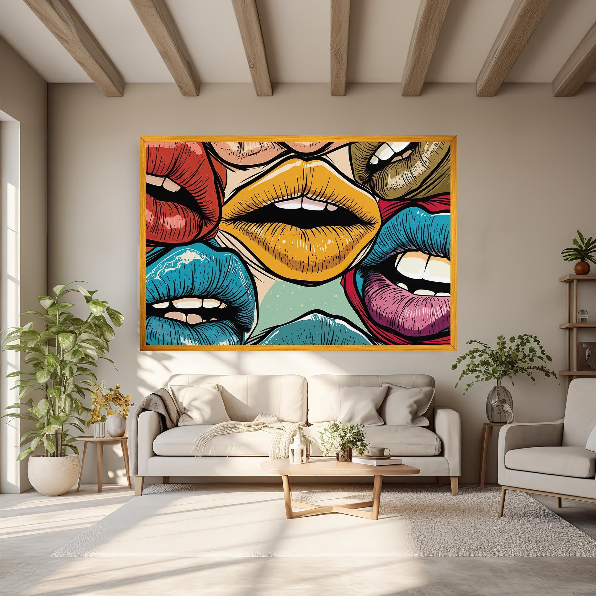Картина на платно Comic Book Color Lips mockup 6