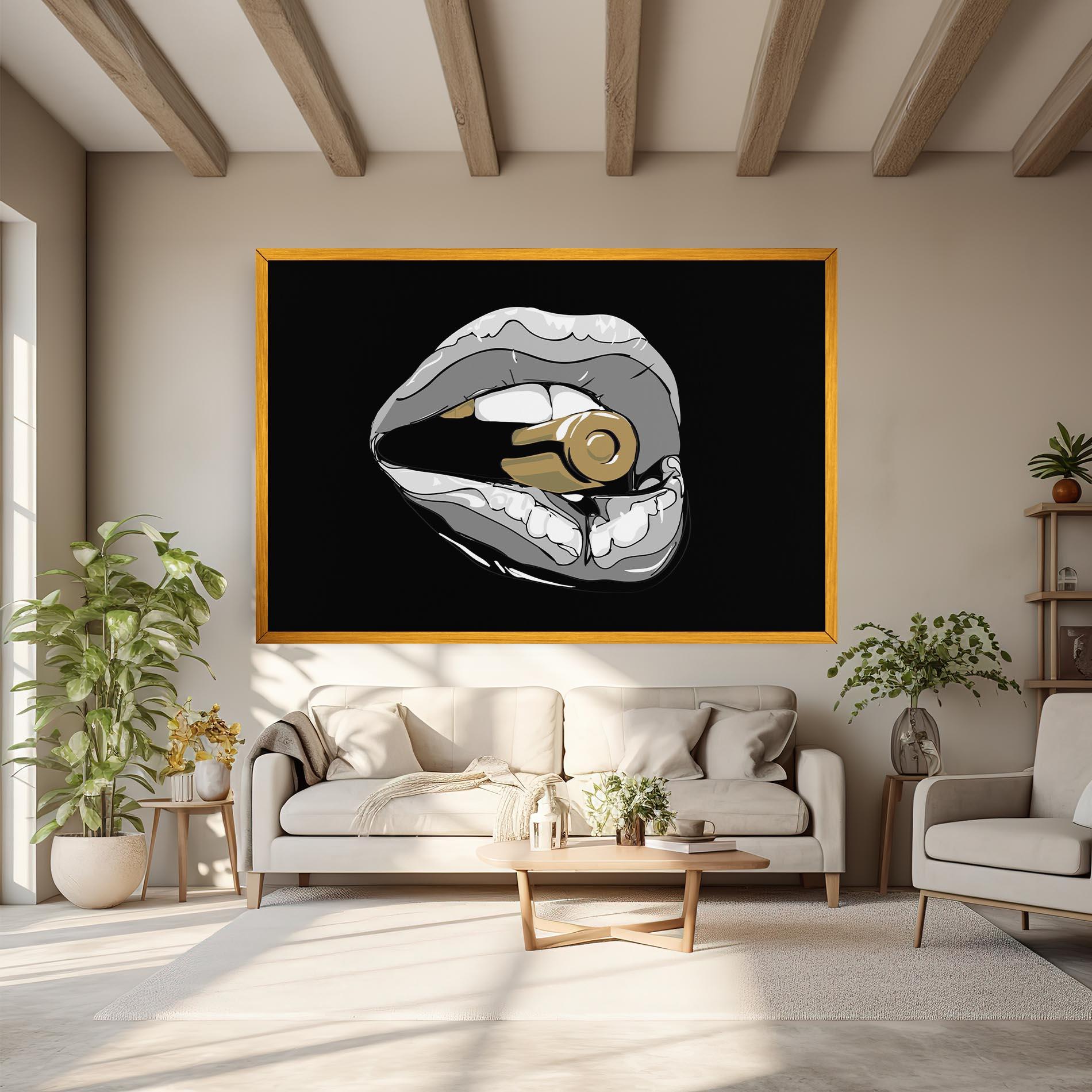 Картина на платно Grey Bullet Lips mockup 6