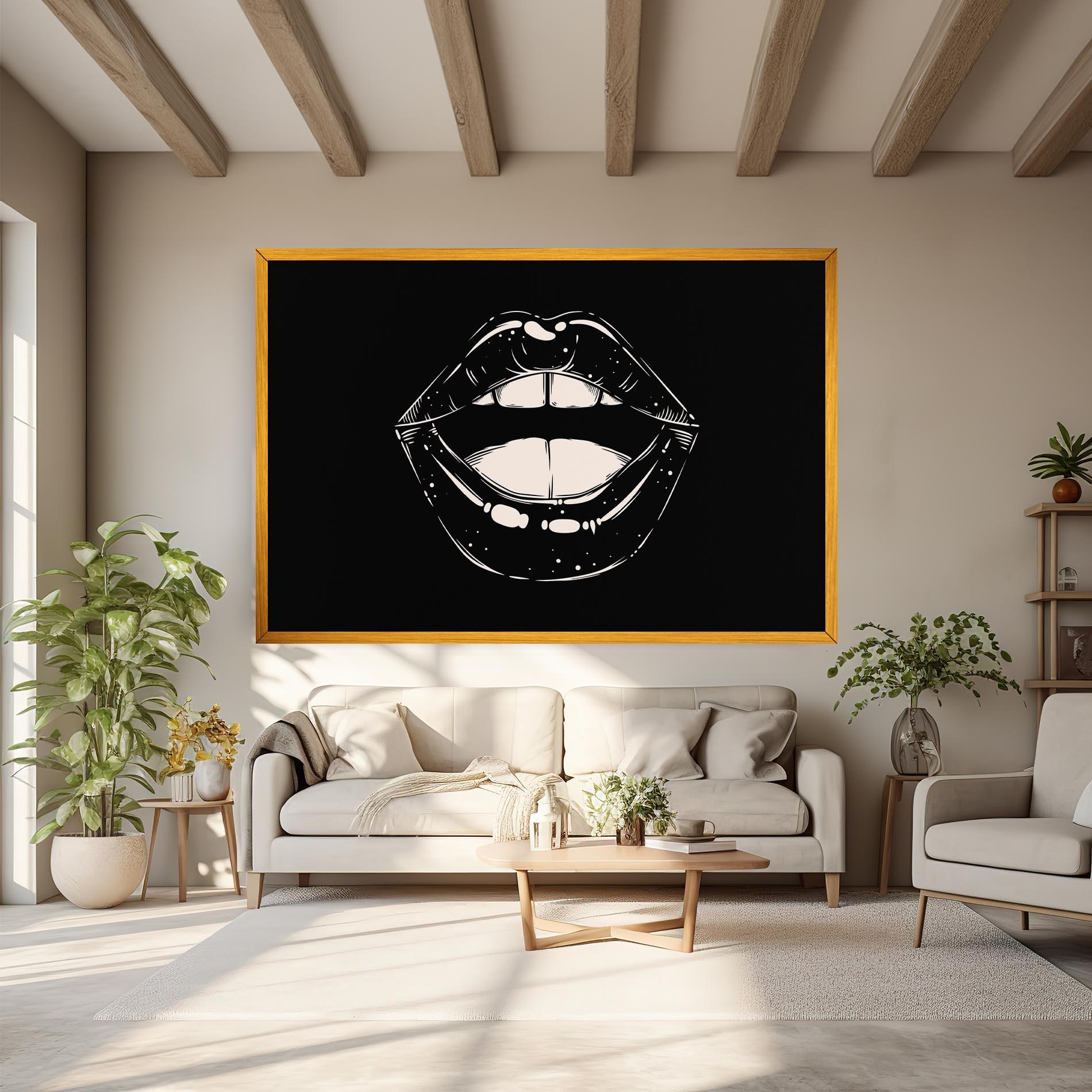 Картина на платно Lips On Black mockup 6