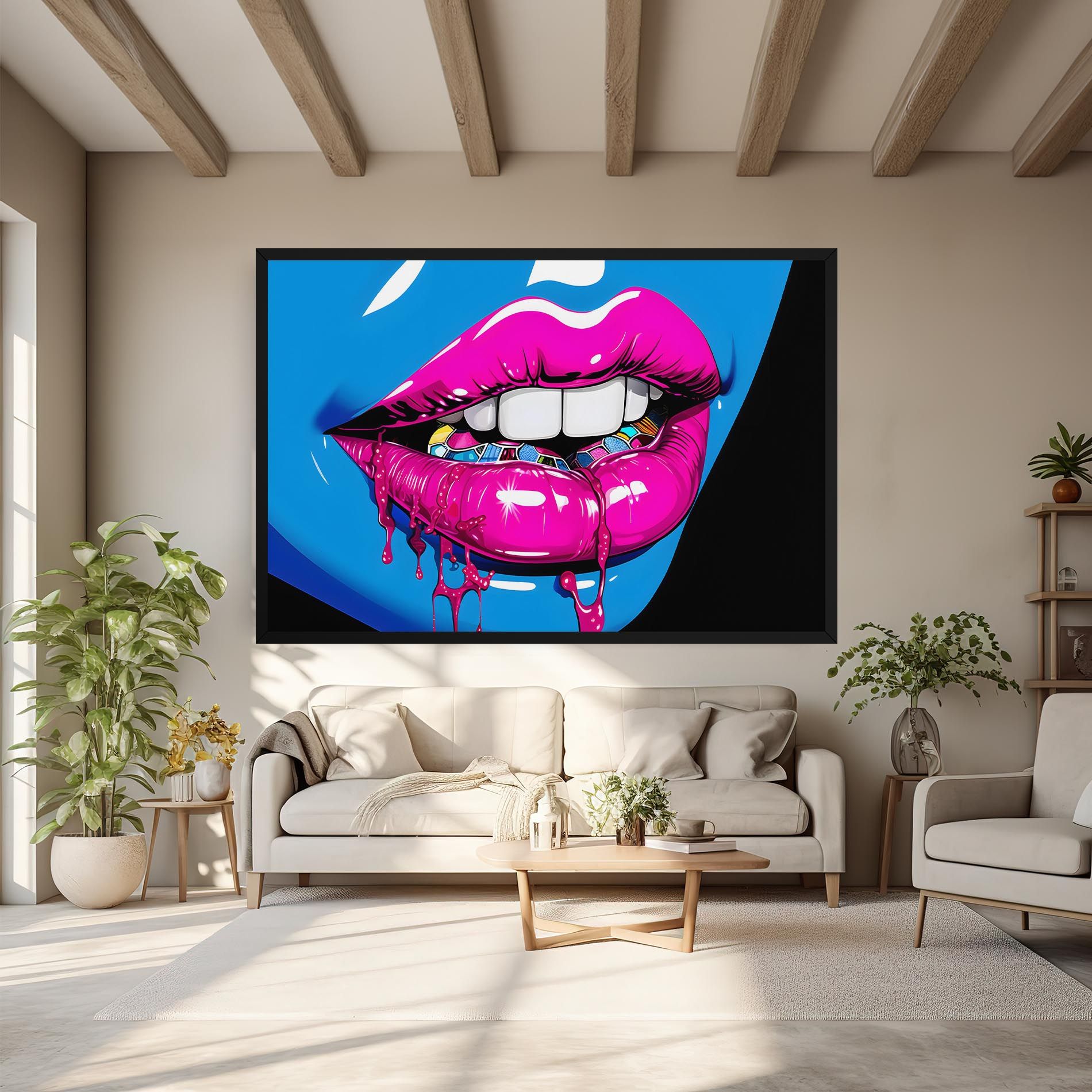 Blue Pink Lips Art mockup 6