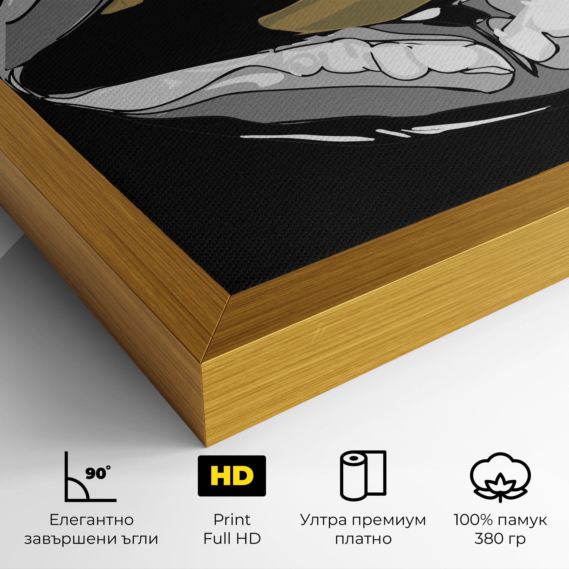 Картина на платно Grey Bullet Lips mockup 4