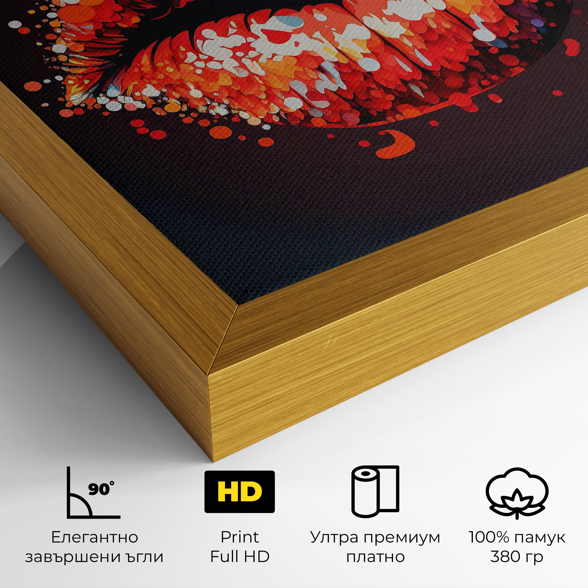 Картина на платно Red Lips With Word Lips It mockup 4
