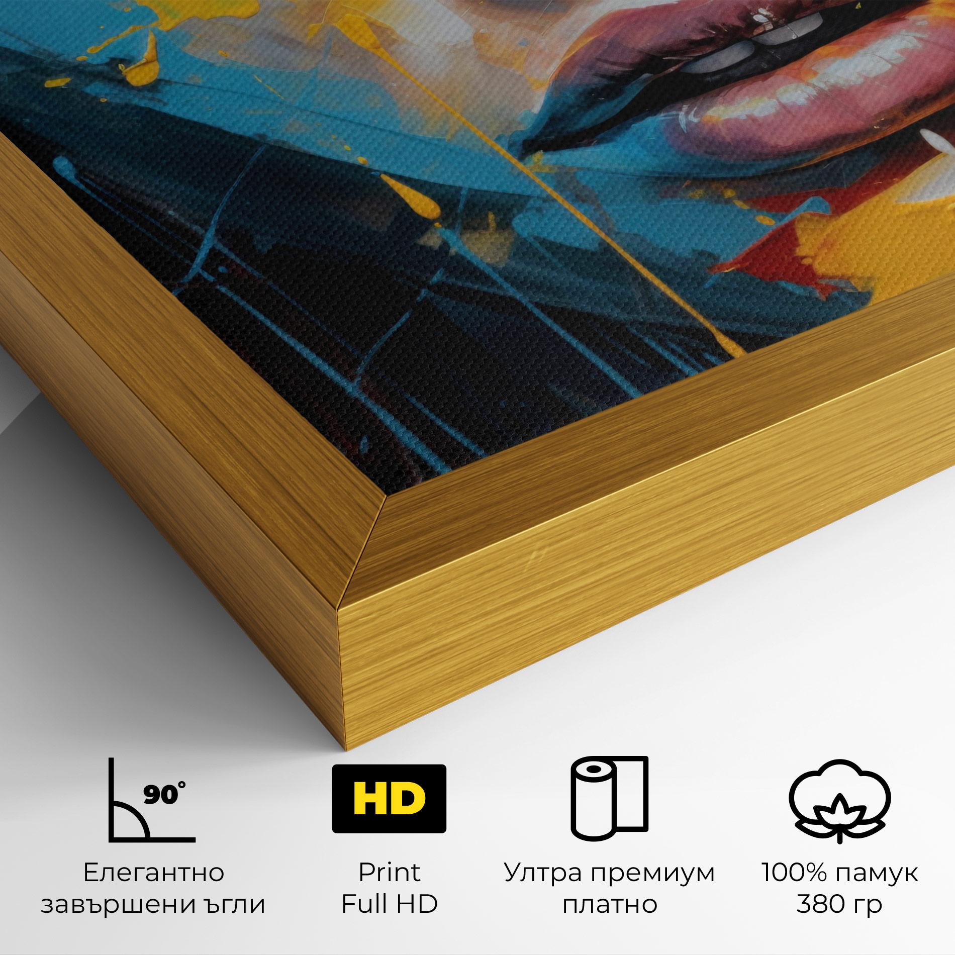 Картина на платно Woman Abstract Lips mockup 4