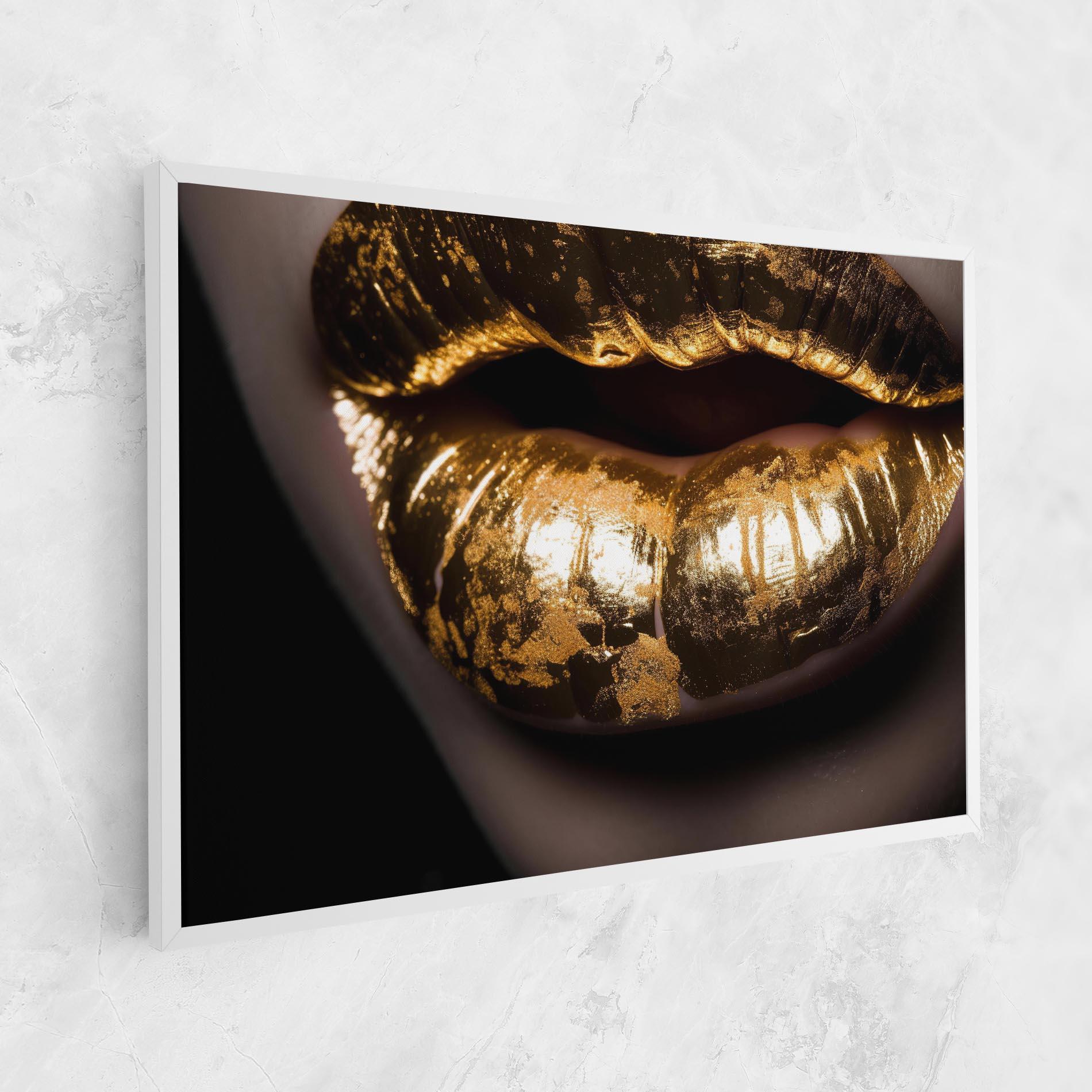 Картина на платно Big Gold Lips mockup 1