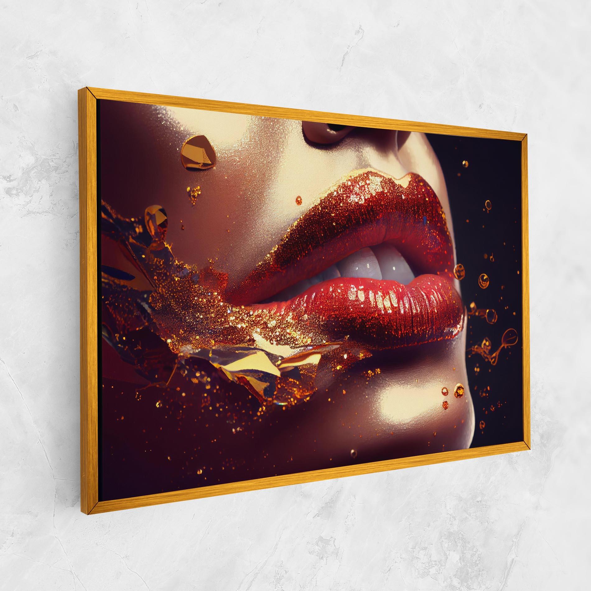Картина на платно Gold Glitter Lips mockup 1