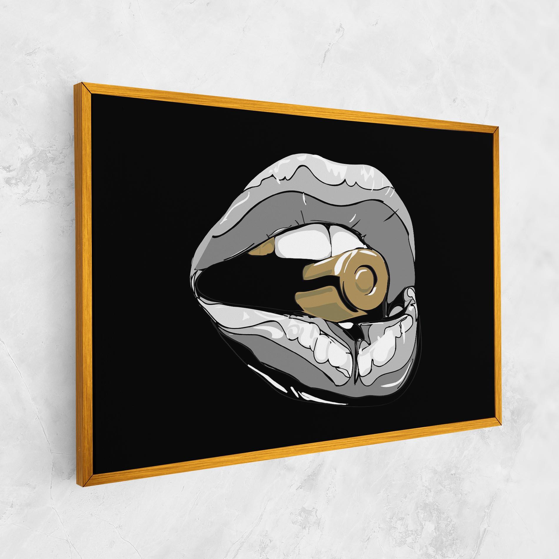 Картина на платно Grey Bullet Lips mockup 1