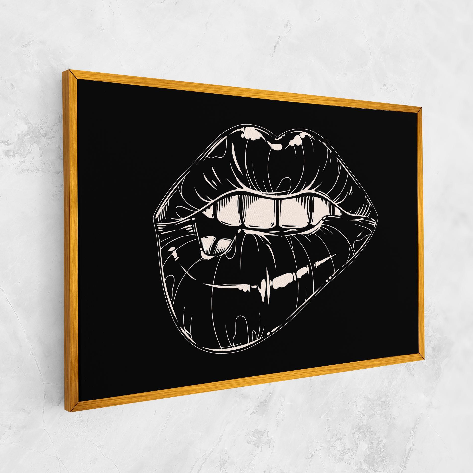 Картина на платно Juicy Lips On Black mockup 1