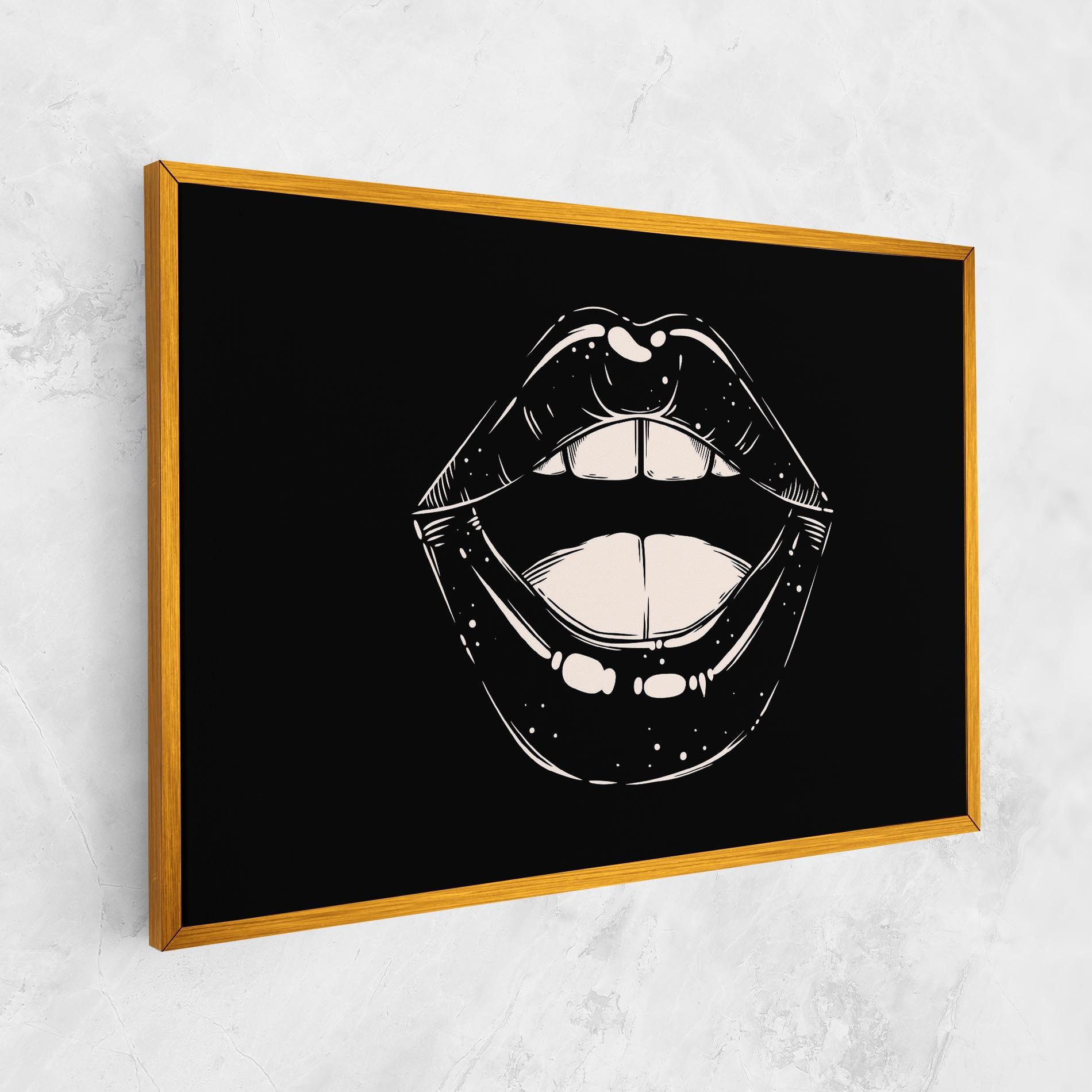 Картина на платно Lips On Black mockup 1