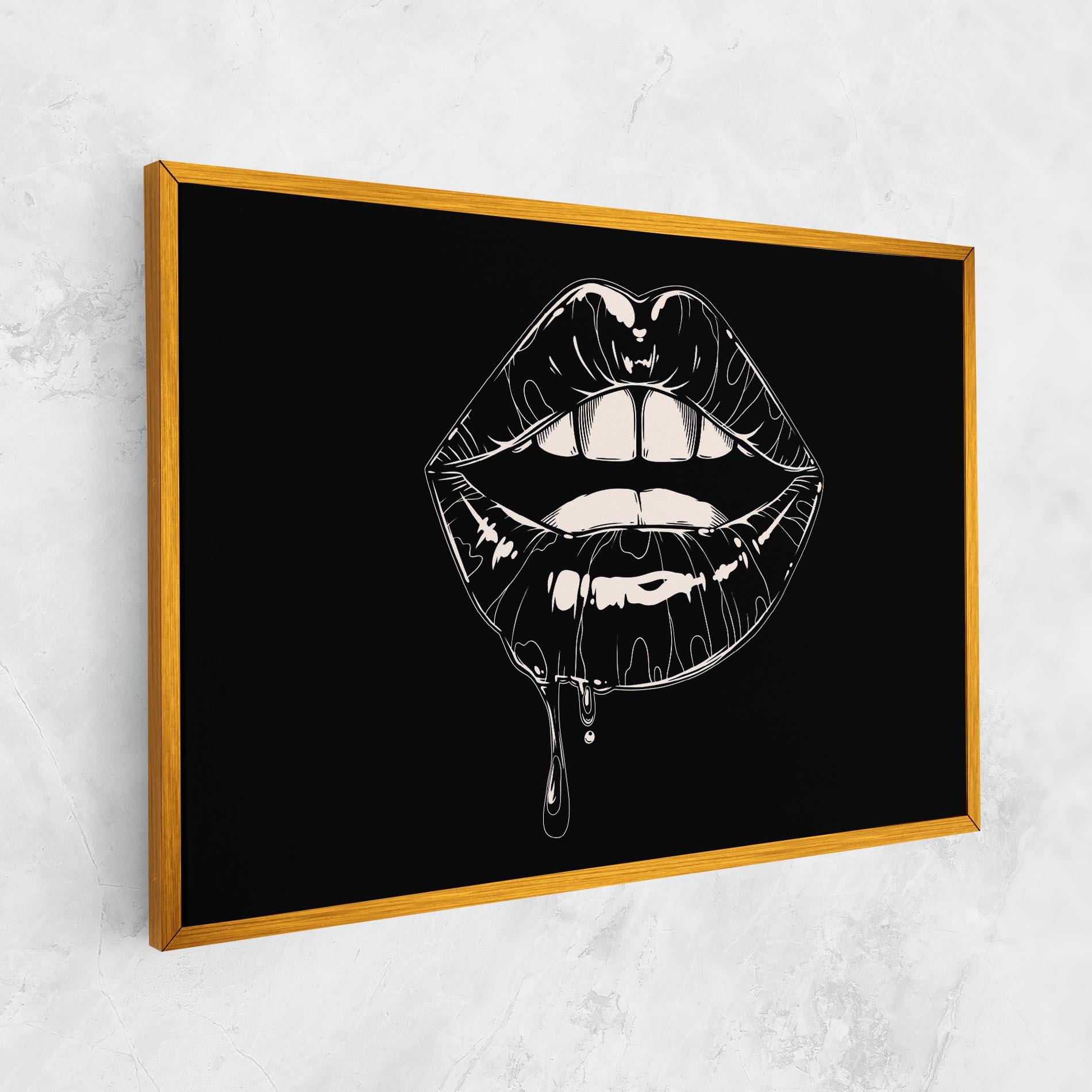 Картина на платно Open Lips On Black mockup 1