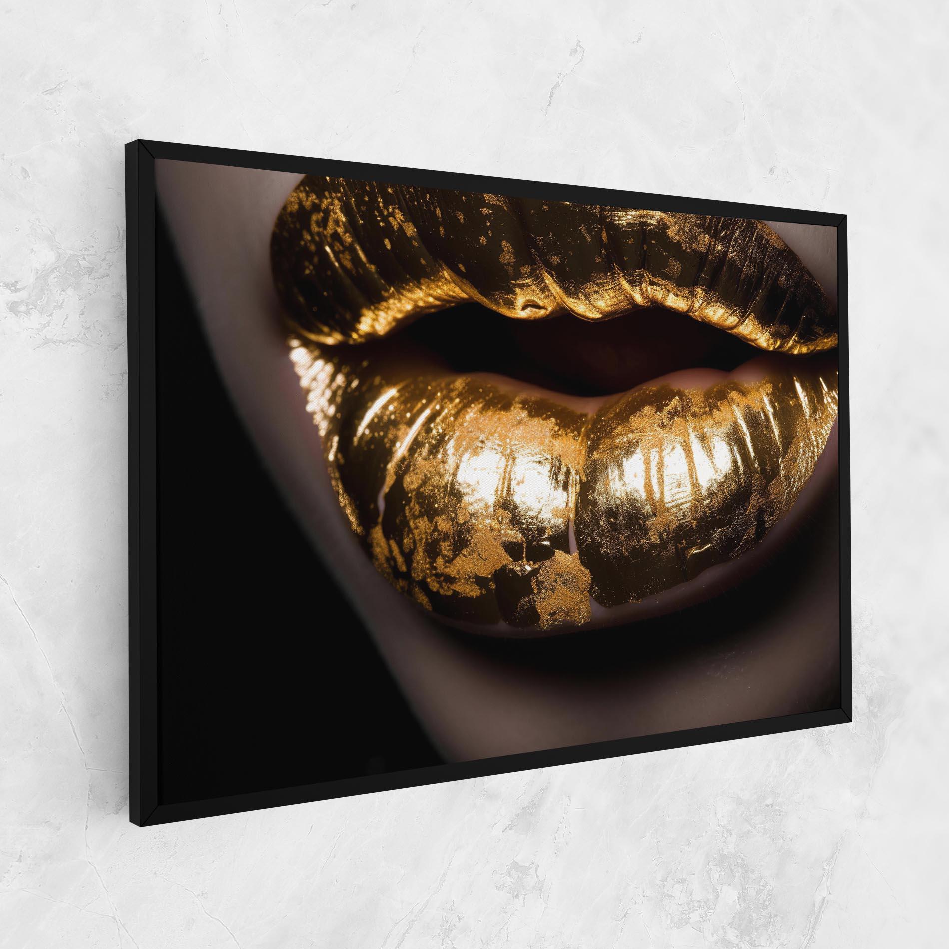 Картина на платно Big Gold Lips mockup 1