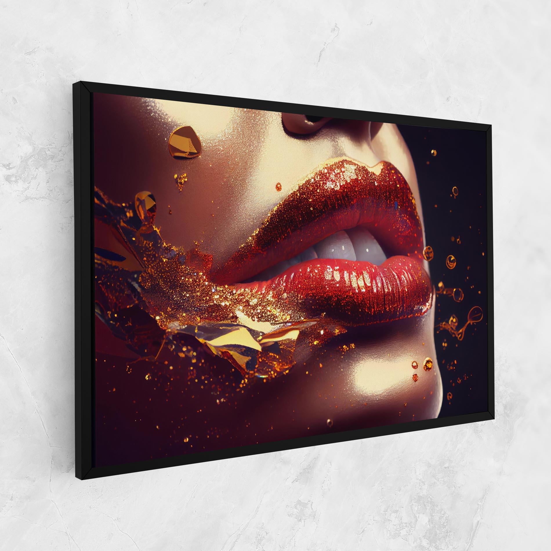 Картина на платно Gold Glitter Lips mockup 1