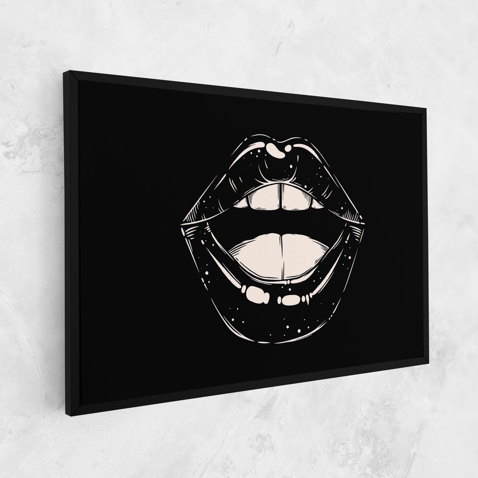 Картина на платно Lips On Black mockup 1