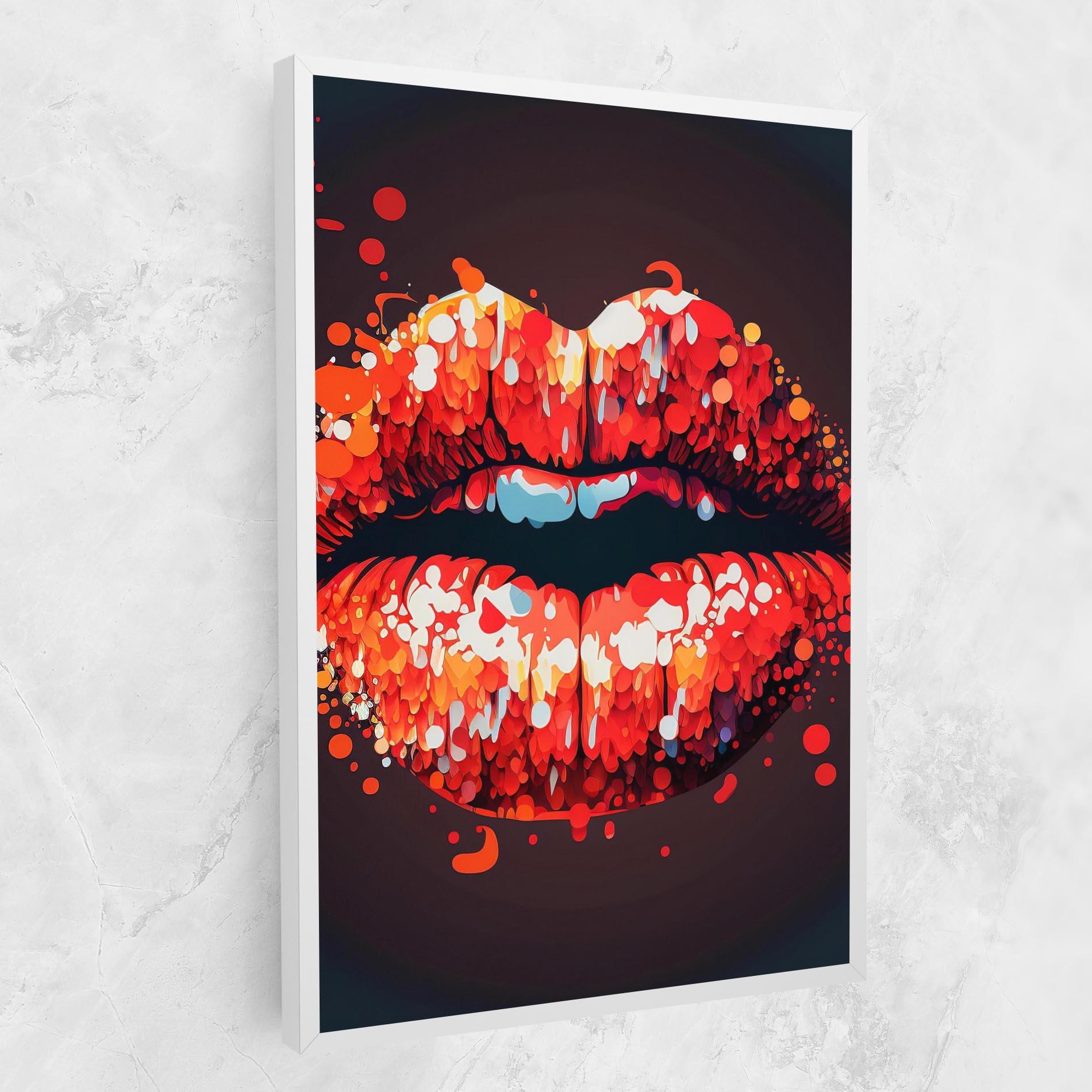 Картина на платно Red Lips With Word Lips It mockup 1