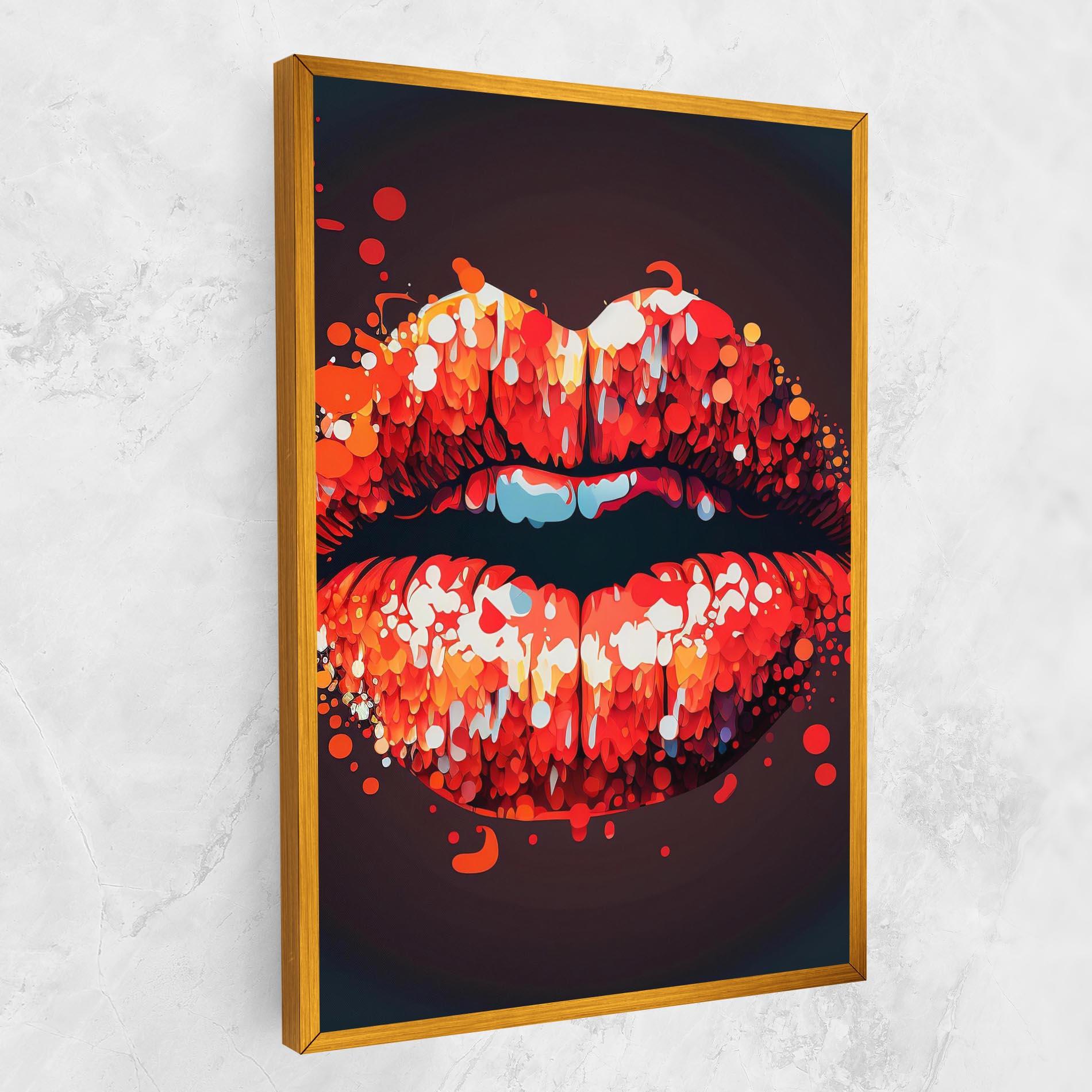 Картина на платно Red Lips With Word Lips It mockup 1