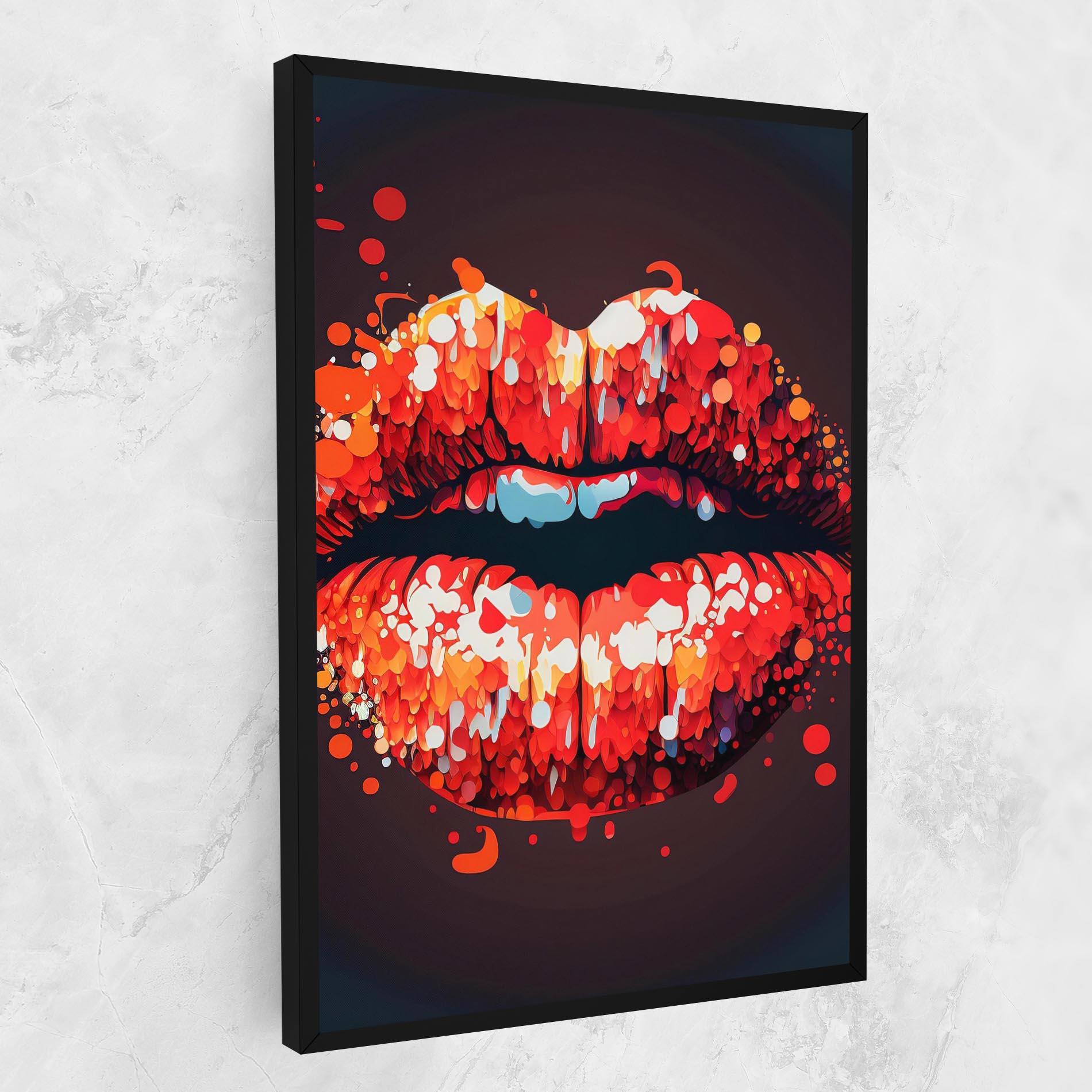 Картина на платно Red Lips With Word Lips It mockup 1