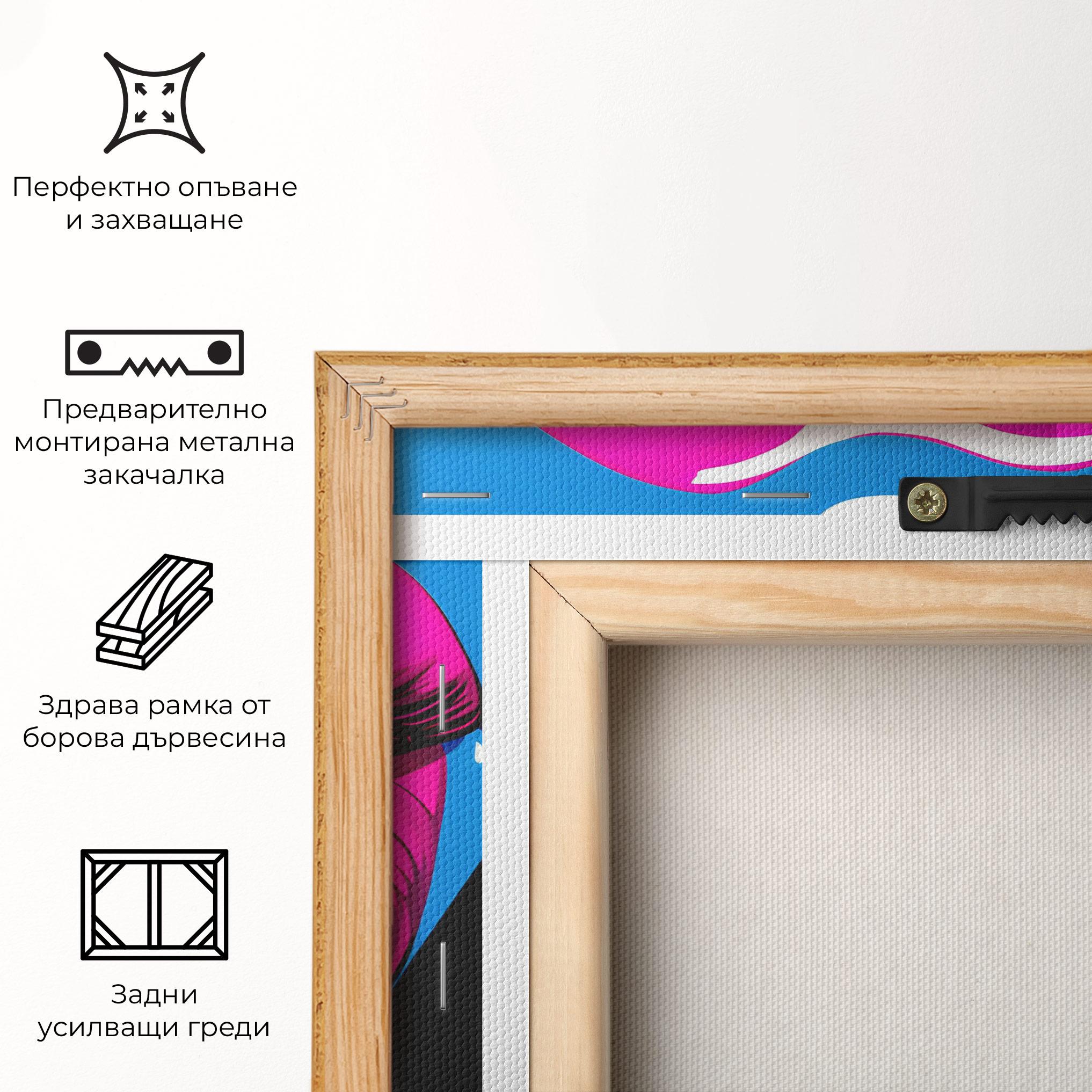 Картина на платно Blue Pink Lips Art mockup 5