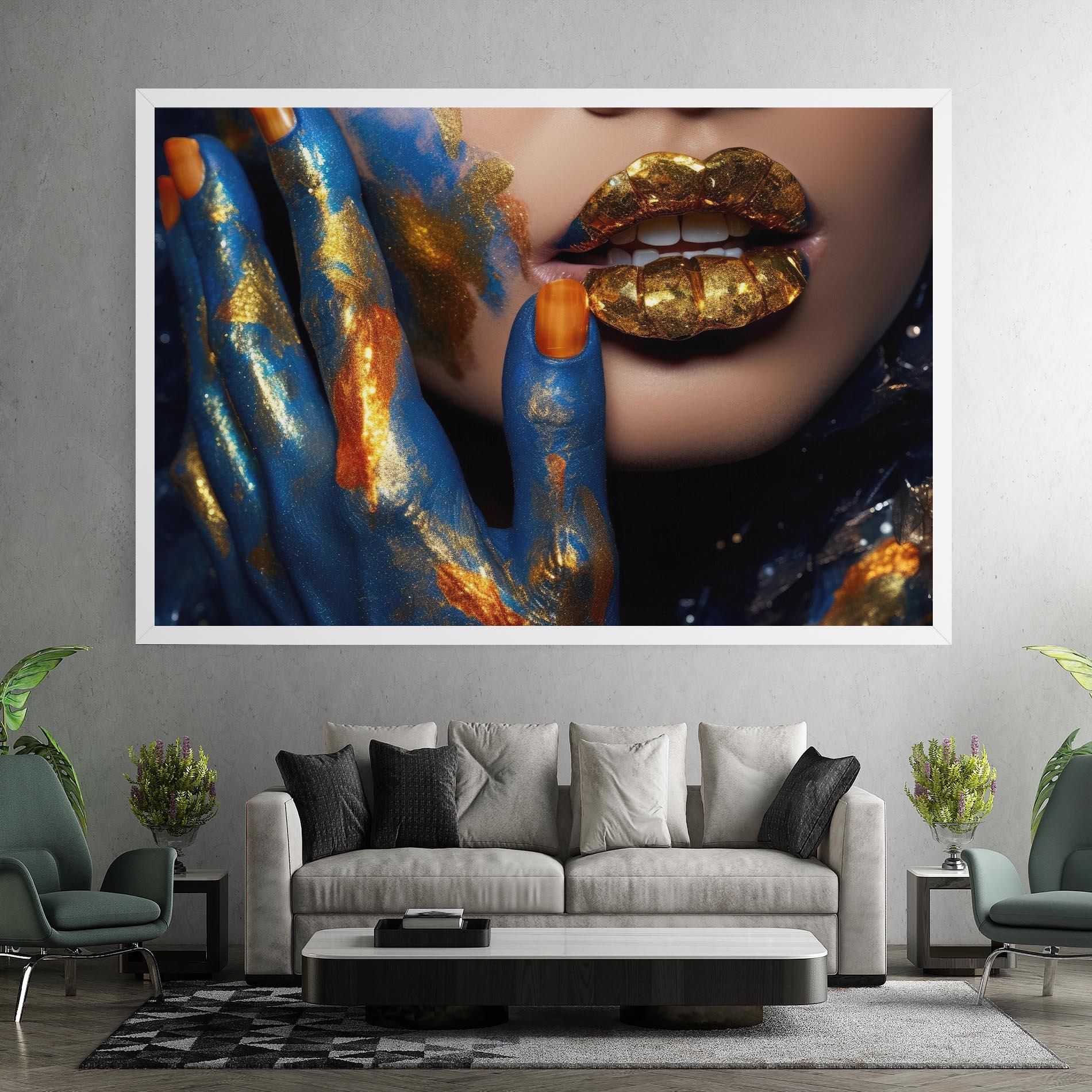 Картина на платно Blue Hand Lips mockup 7