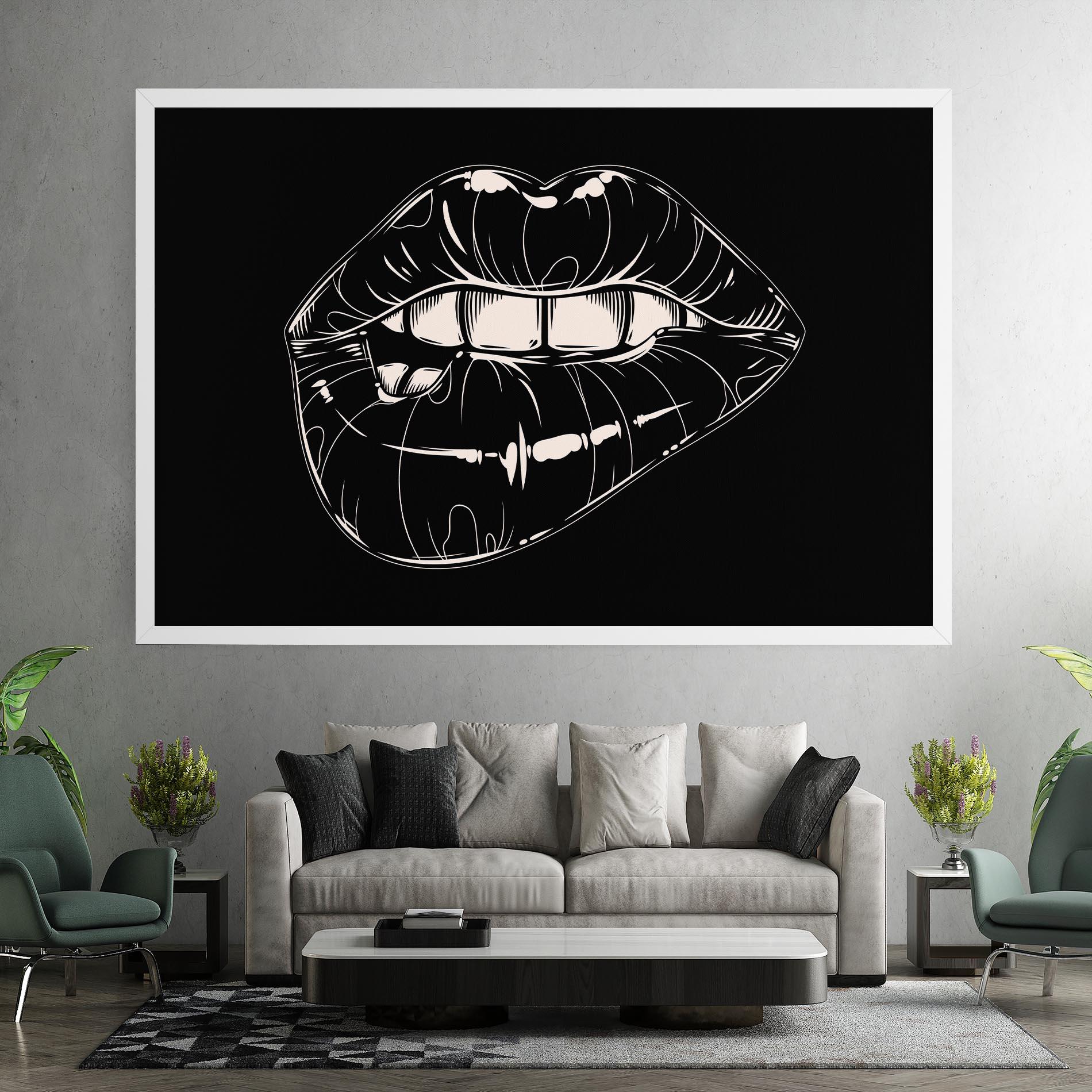Картина на платно Juicy Lips On Black mockup 7