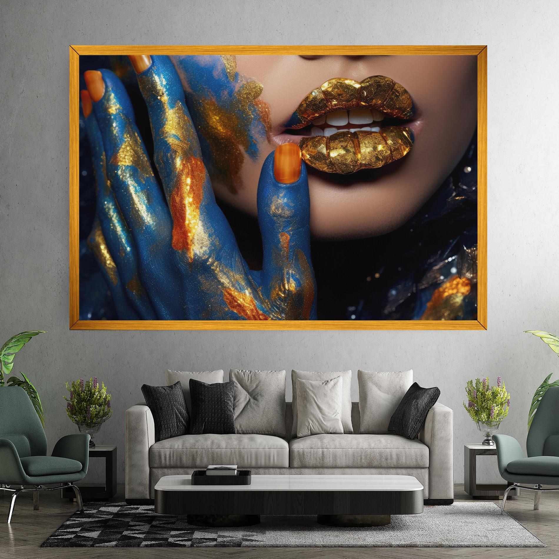 Картина на платно Blue Hand Lips mockup 7